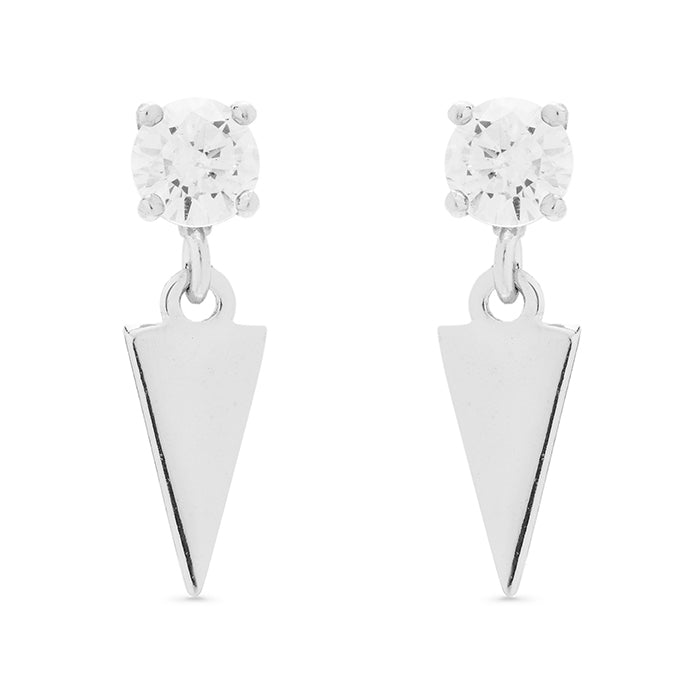 925 Sterling Silver Earrings with Rhodium-Plated Brilliant Zirconia - Inbrand