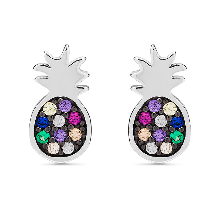Pendientes de Plata de Ley 925 con Circonita Multicolor acabados en rodio - Renra