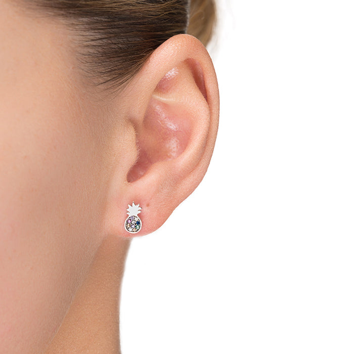 Pendientes de Plata de Ley 925 con Circonita Multicolor acabados en rodio - Renra