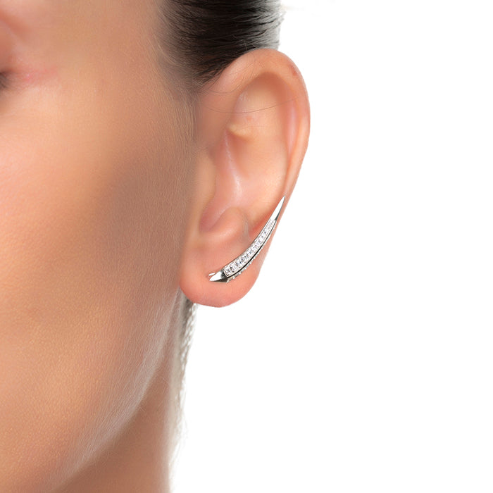 925 Sterling Silver Earrings with Rhodium-Plated Brilliant Zirconia - Kimsung