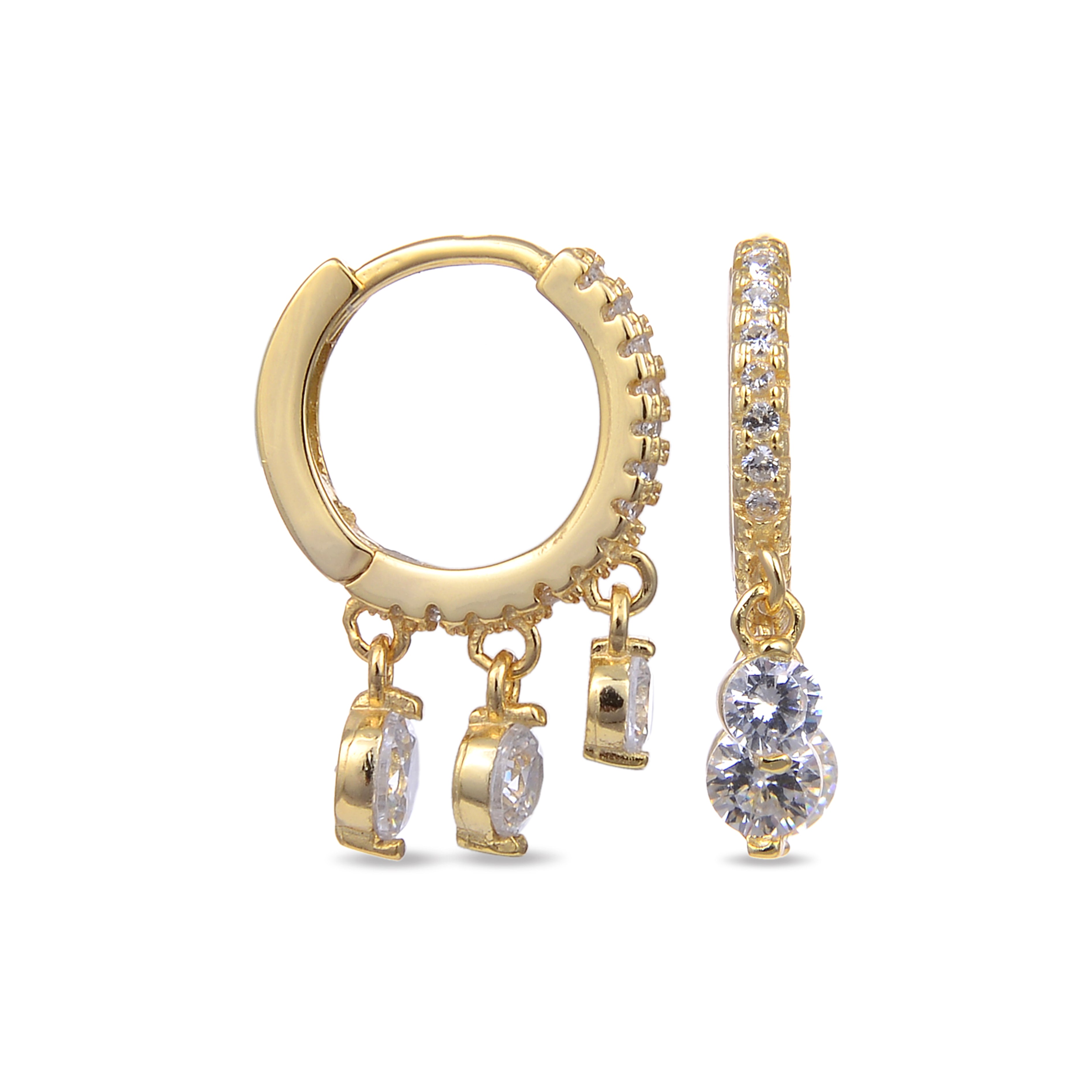 Pendientes de Plata de Ley 925 con Circonita Brillante acabados en oro amarillo 18K - Edar
