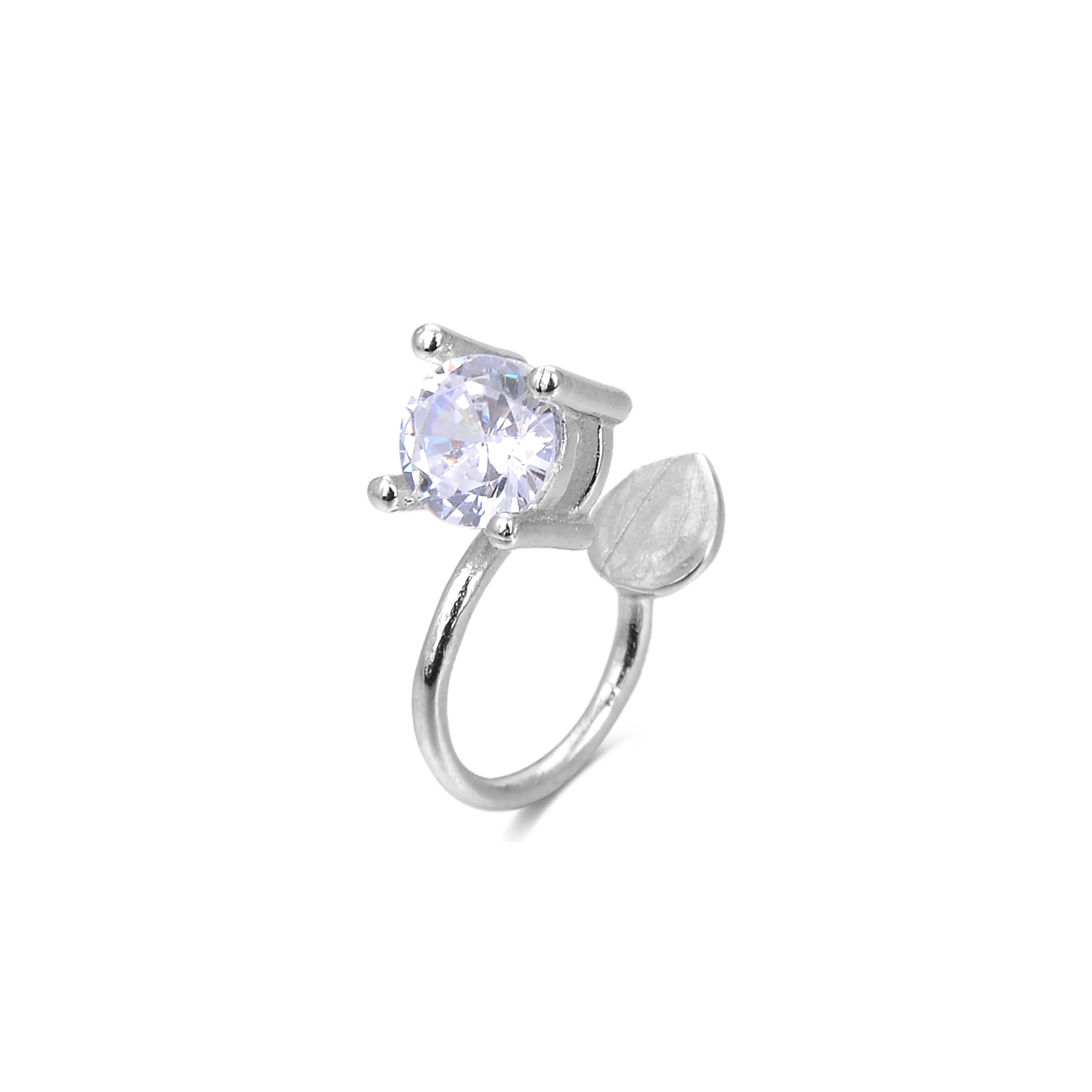 925 Sterling Silver Piercing with Brilliant Zirconia in Rhodium Finish - Sneb