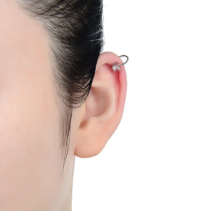 925 Sterling Silver Piercing with Brilliant Zirconia in Rhodium Finish - Sneb