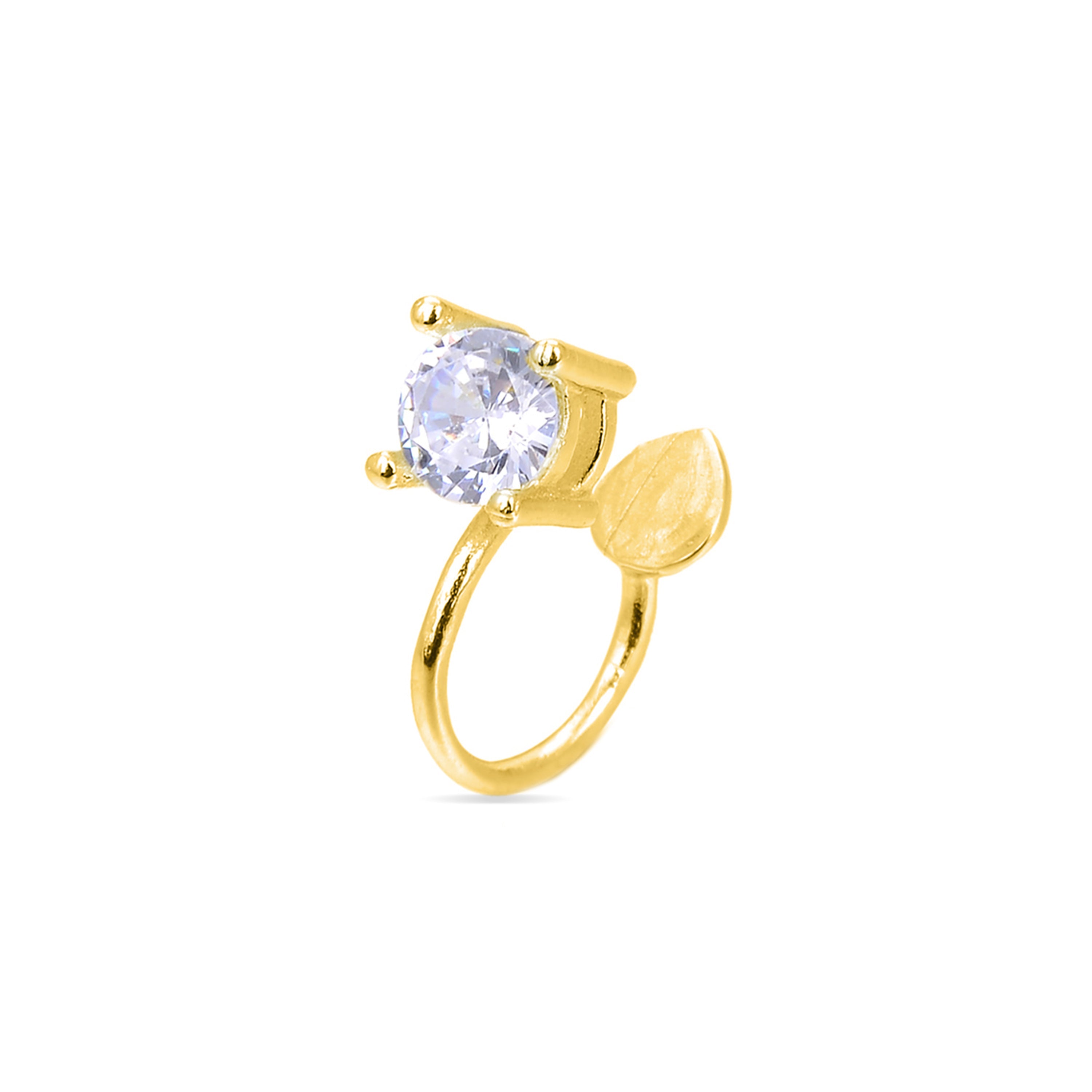 925 Sterling Silver Piercing with Brilliant Zirconia finished in 18K Yellow Gold - Sneb