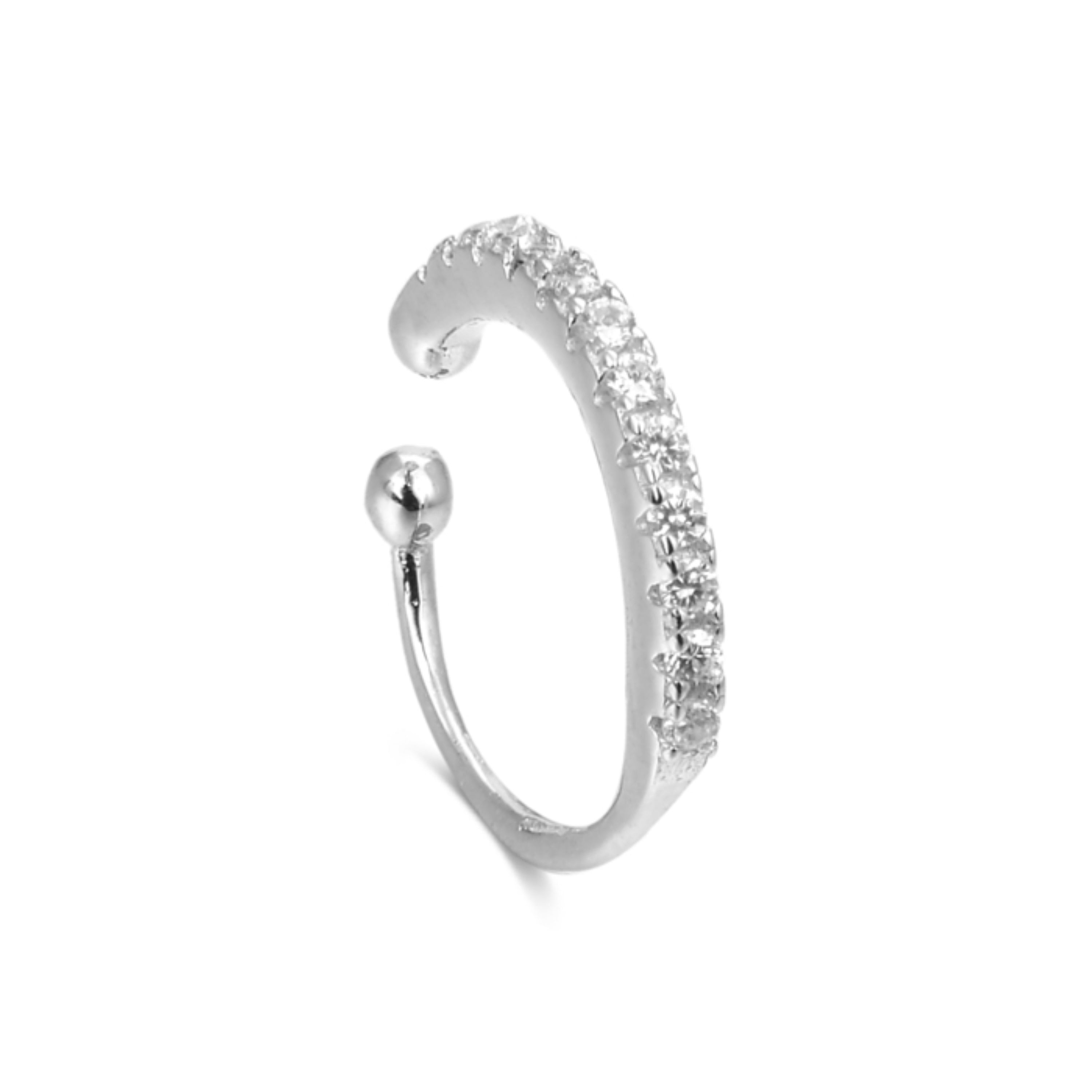 925 Sterling Silver Piercing with Brilliant Zirconia in Rhodium Finish - Iluvi