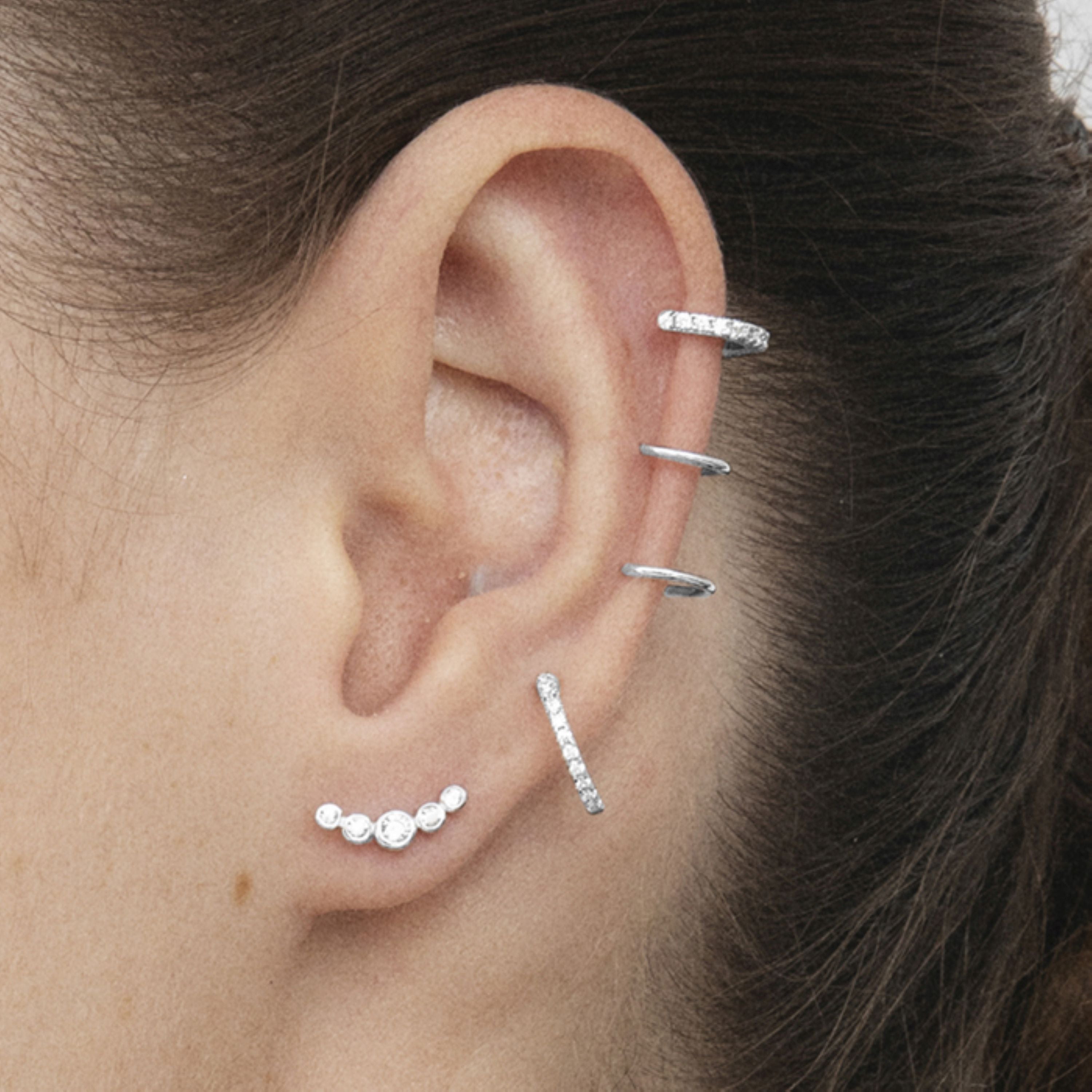 925 Sterling Silver Piercing with Brilliant Zirconia in Rhodium Finish - Iluvi