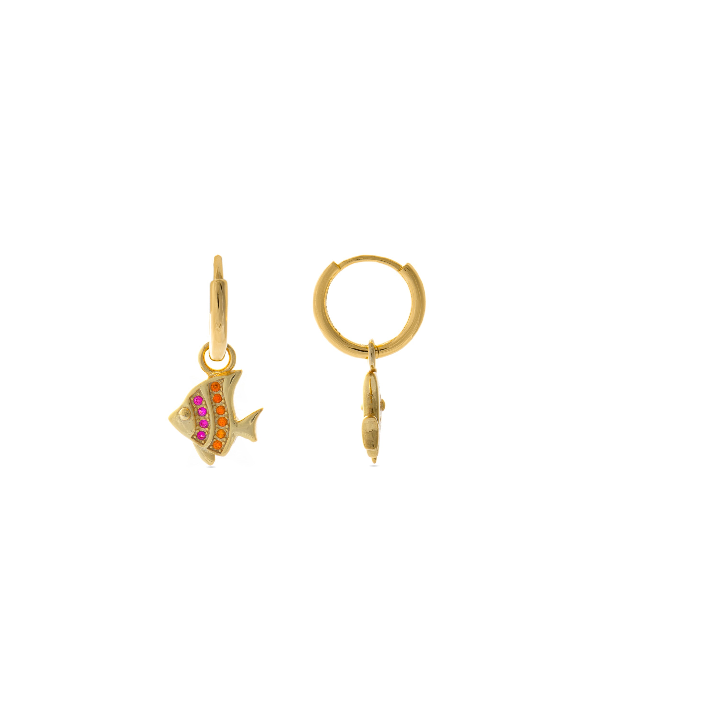 Pendientes de Plata de Ley 925 con Circonita Multicolor acabados en oro amarillo de 18K - Enya