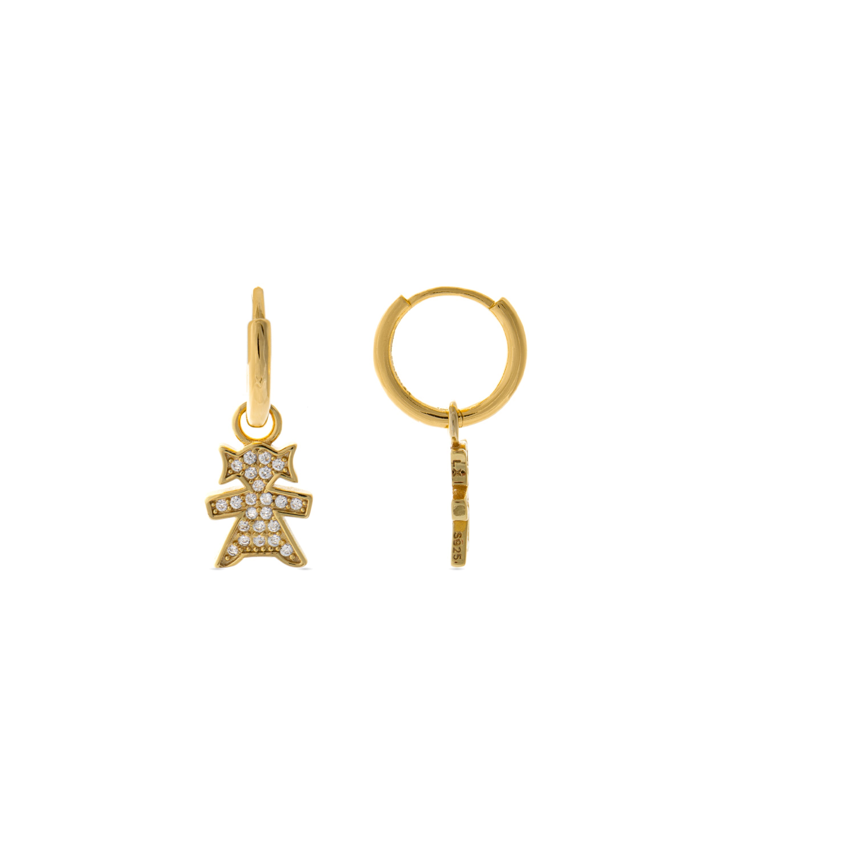 925 Sterling Silver Earrings with Brilliant Zirconia Finished in 18K Yellow Gold - Chaelthor