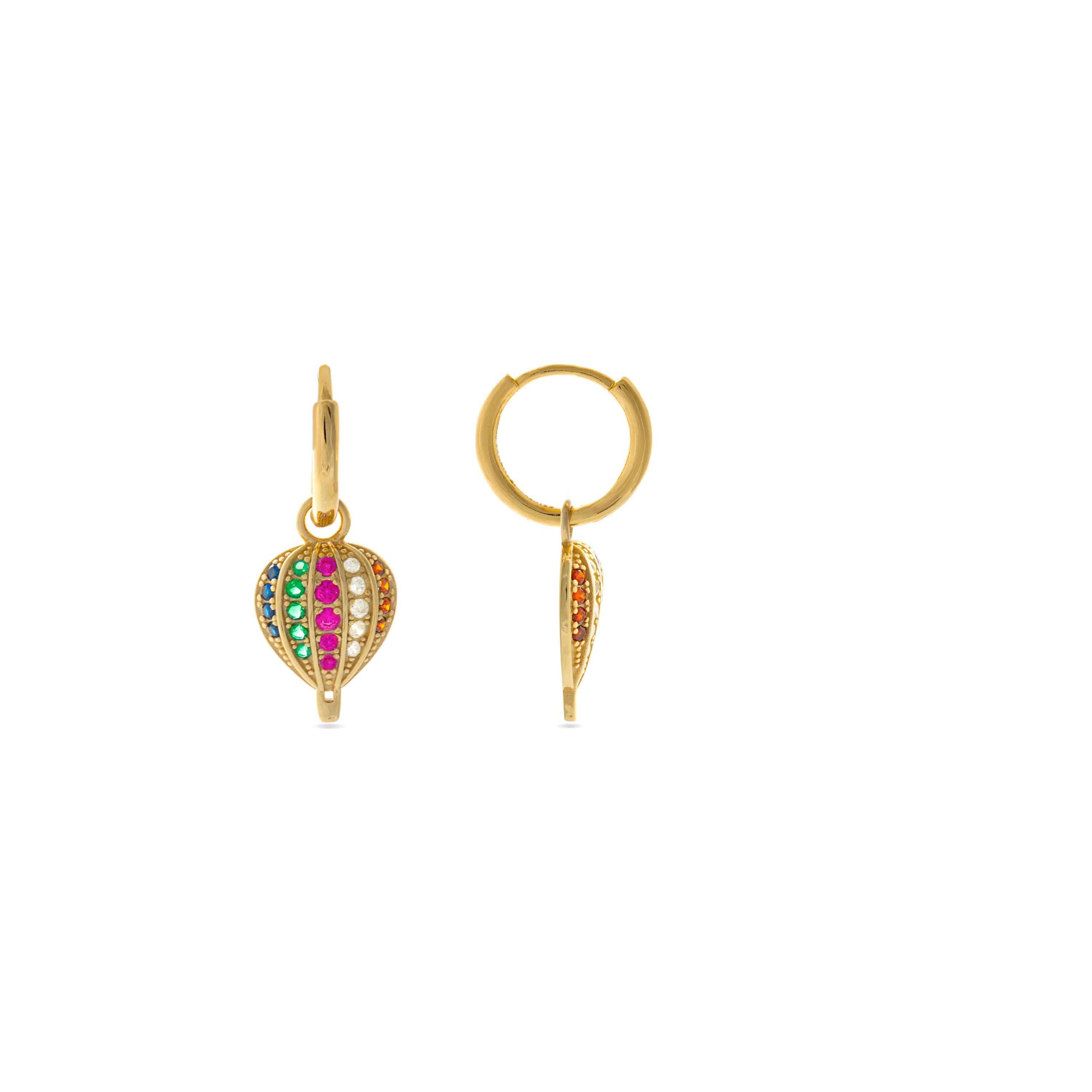 Pendientes de Plata de Ley 925 con Circonita Multicolor acabados en oro amarillo de 18K - Tarion
