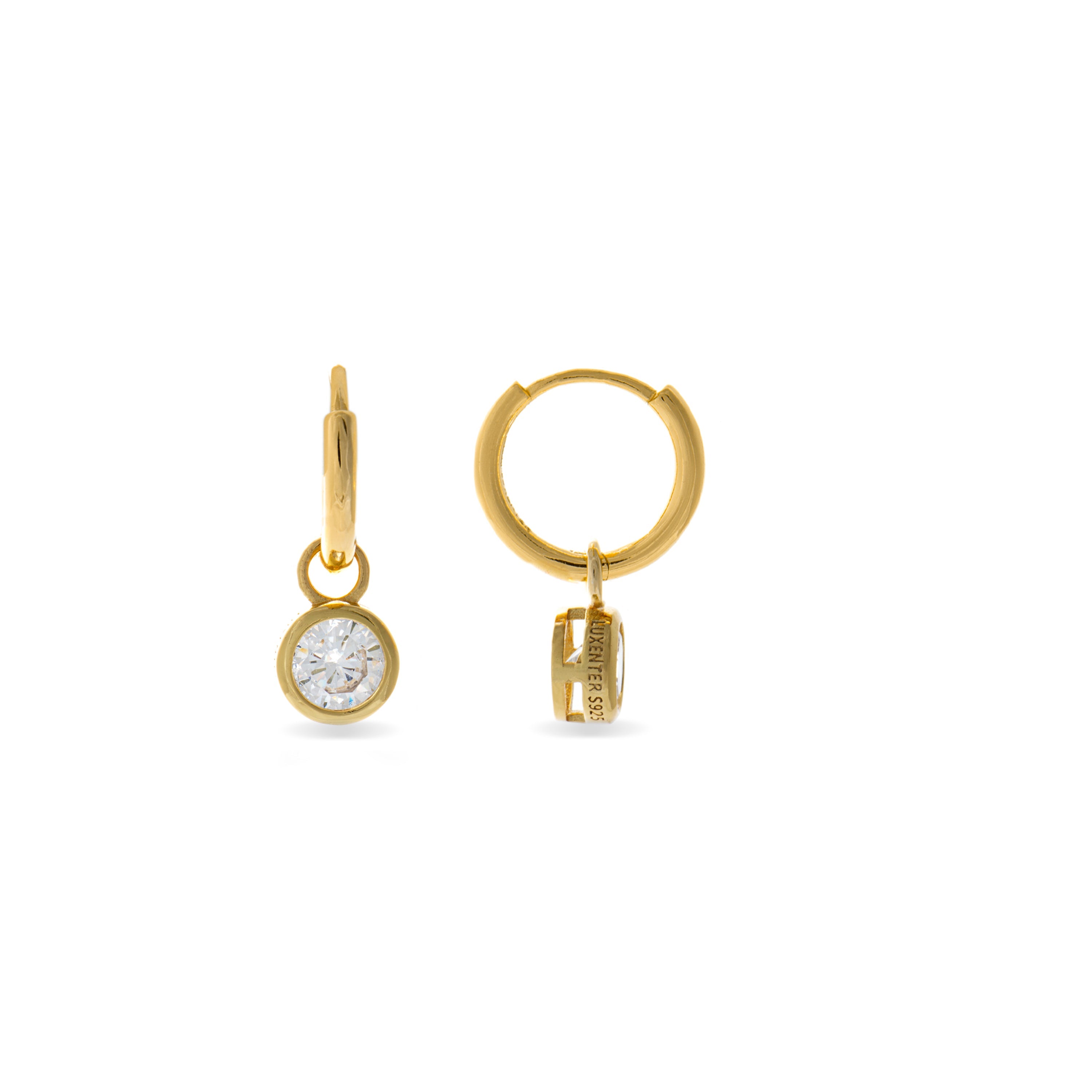 925 Sterling Silver Earrings with Brilliant Zirconia Finished in 18K Yellow Gold - Eruin