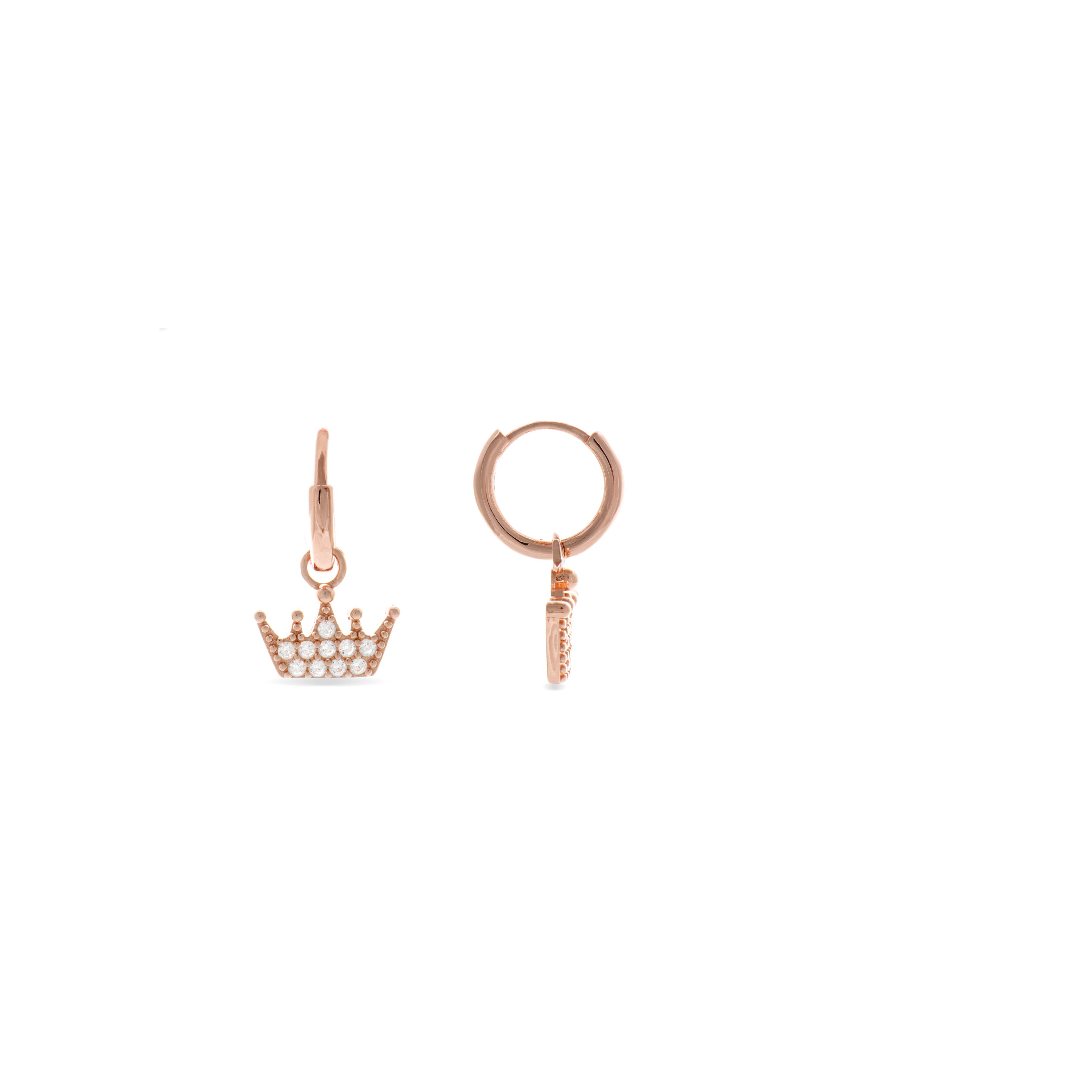 925 Sterling Silver Earrings with Brilliant Zirconia Finished in 18K Rose Gold - Kaura