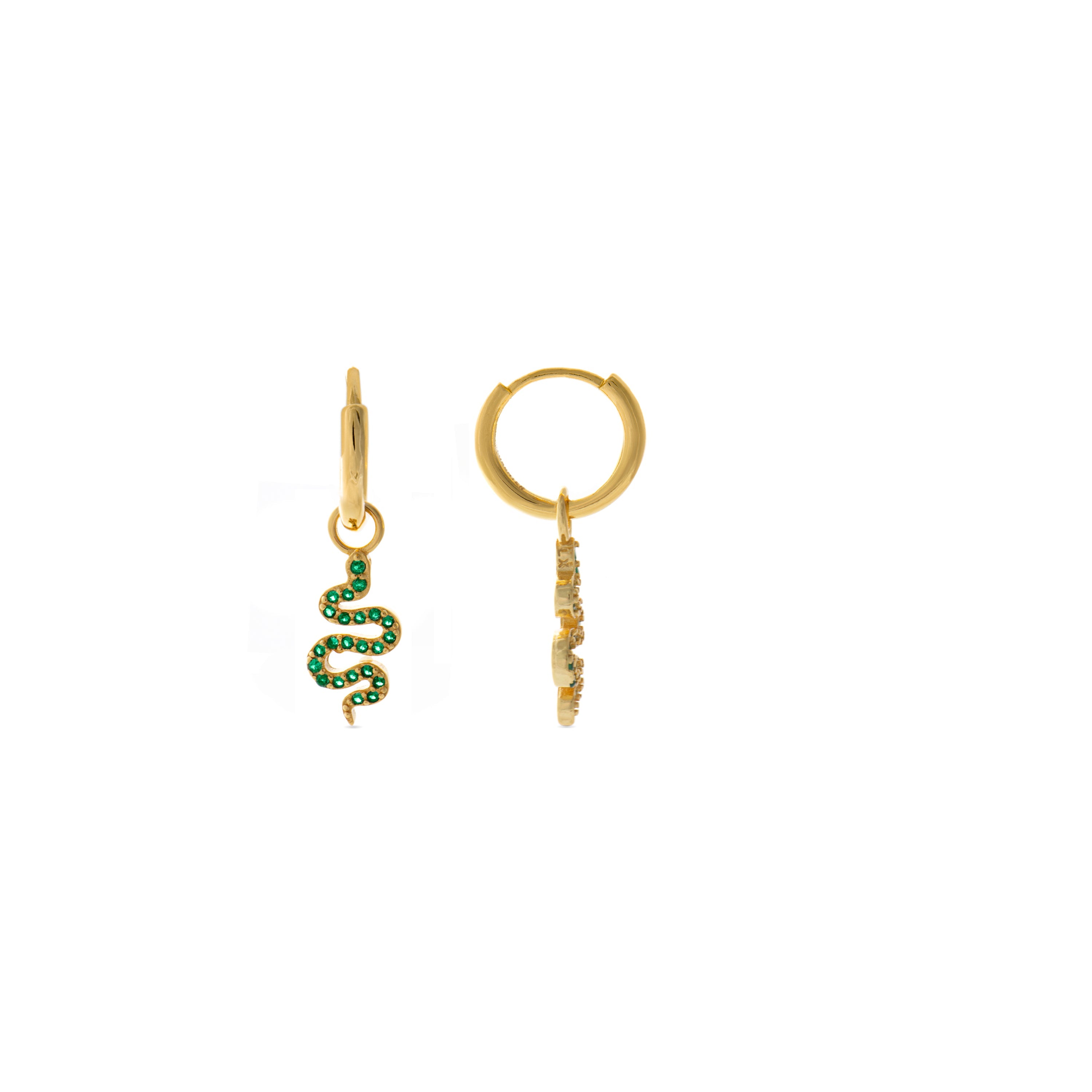 Brincos de Prata Esterlina 925 com Zircônia Esmeralda e acabamento em ouro amarelo 18K - Setikar