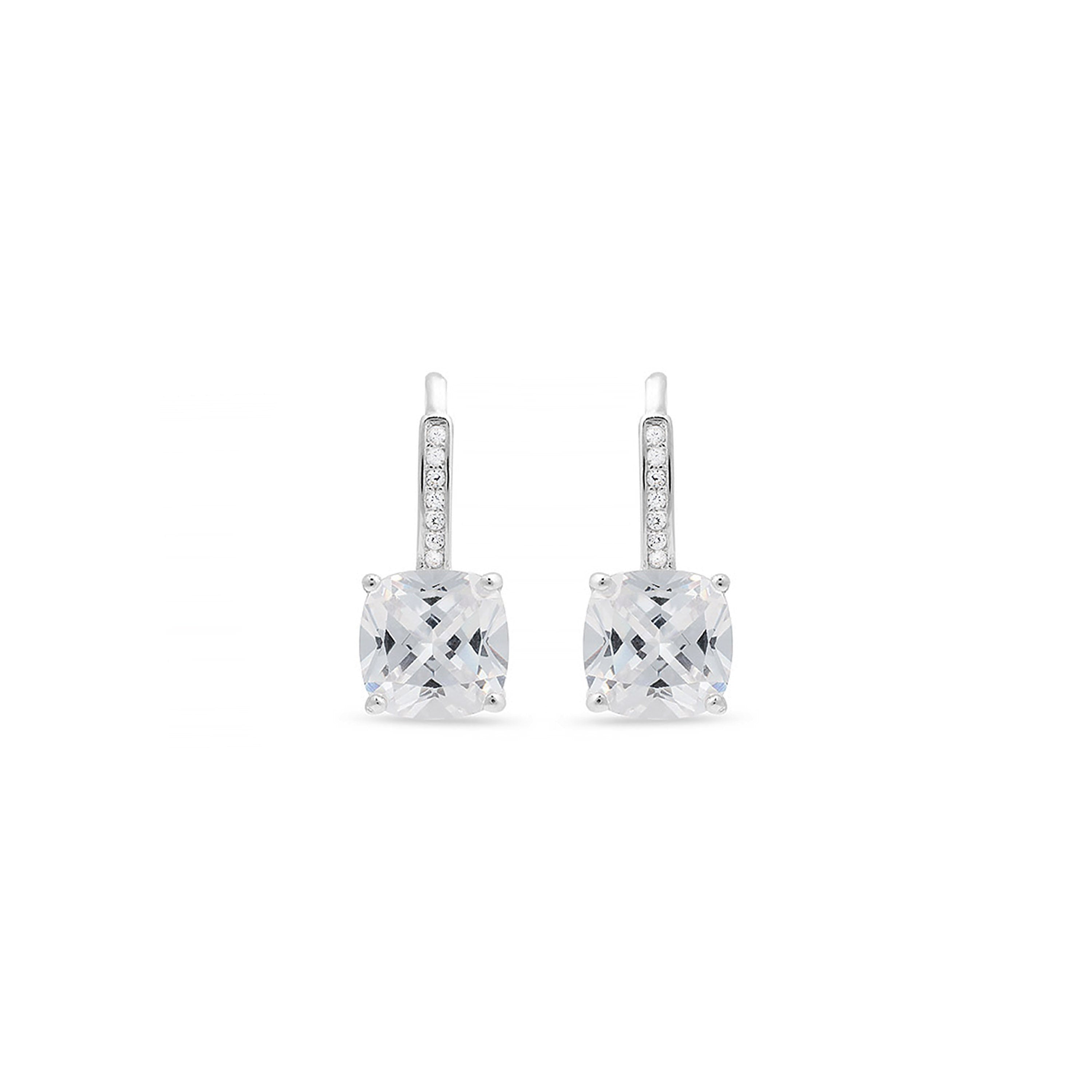 925 Sterling Silver Earrings with Rhodium-Plated Brilliant Zirconia - Mathzi