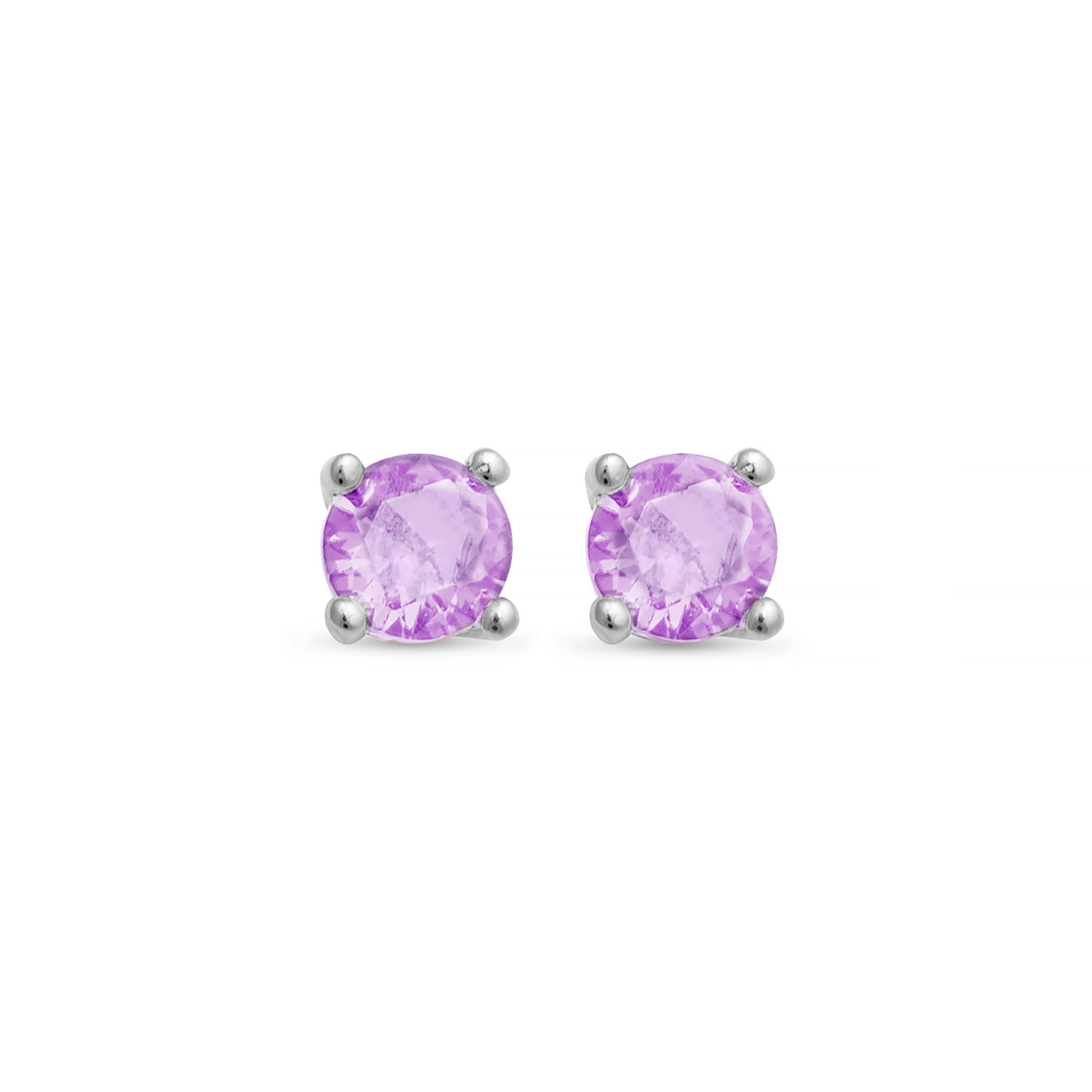 925 Sterling Silver Earrings with Amethyst Zirconia finished in 18K Yellow Gold - Otieno