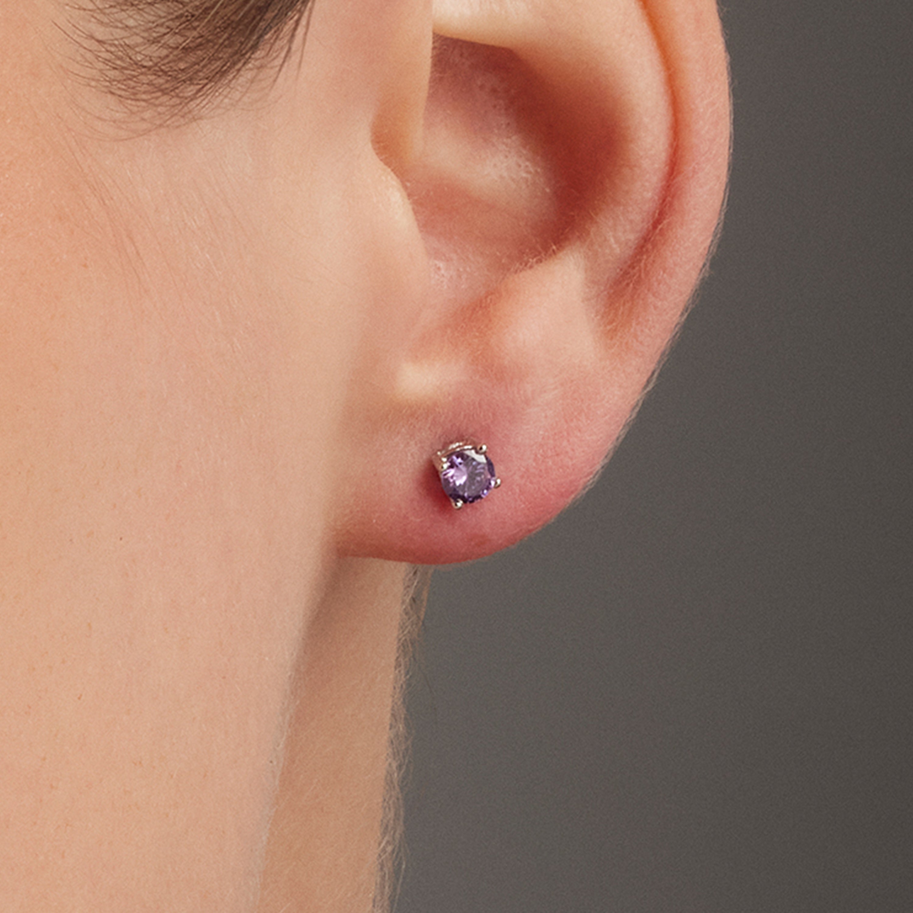 925 Sterling Silver Earrings with Amethyst Zirconia finished in 18K Yellow Gold - Otieno