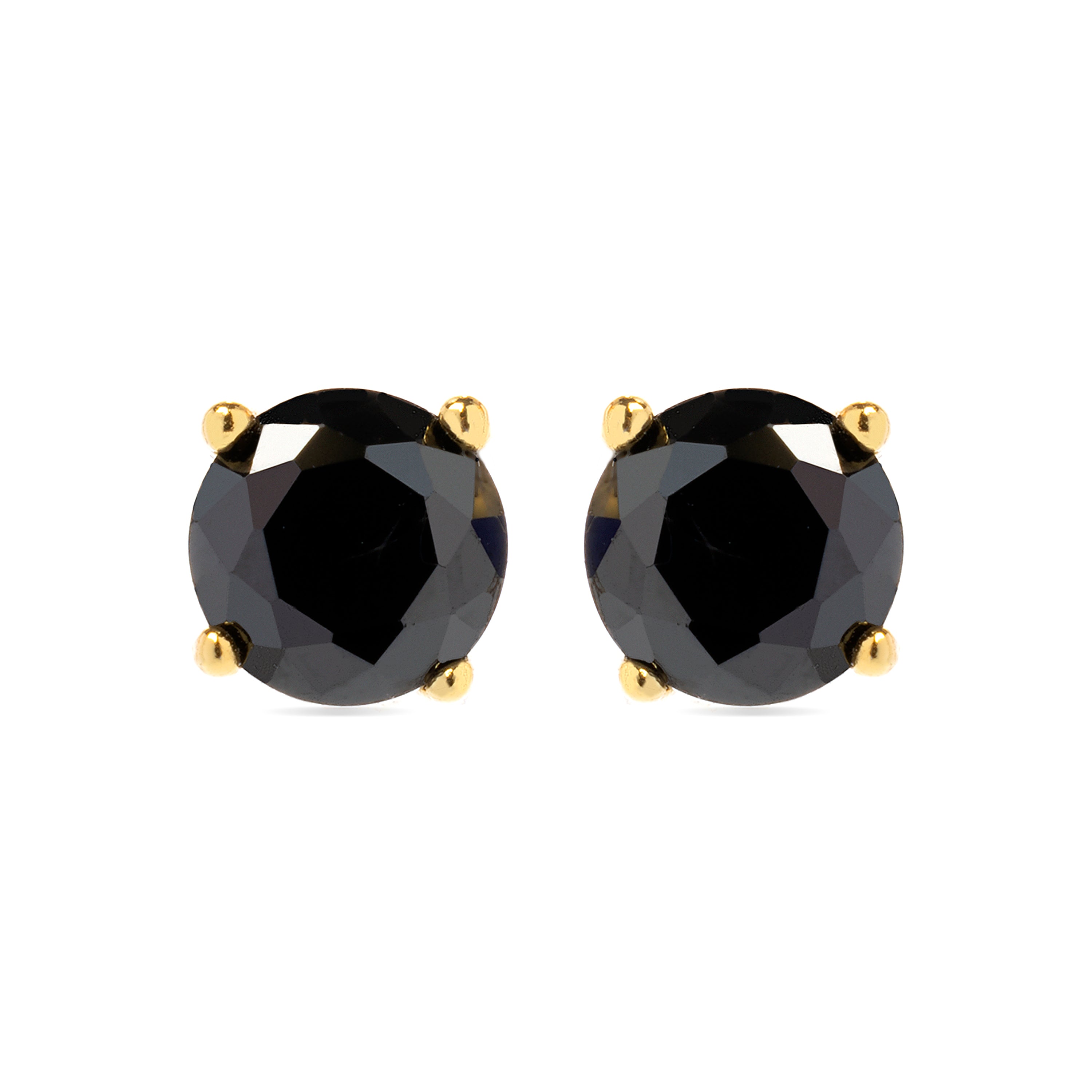 925 Sterling Silver Earrings with Onyx Zirconia finished in 18K Yellow Gold - Otieno