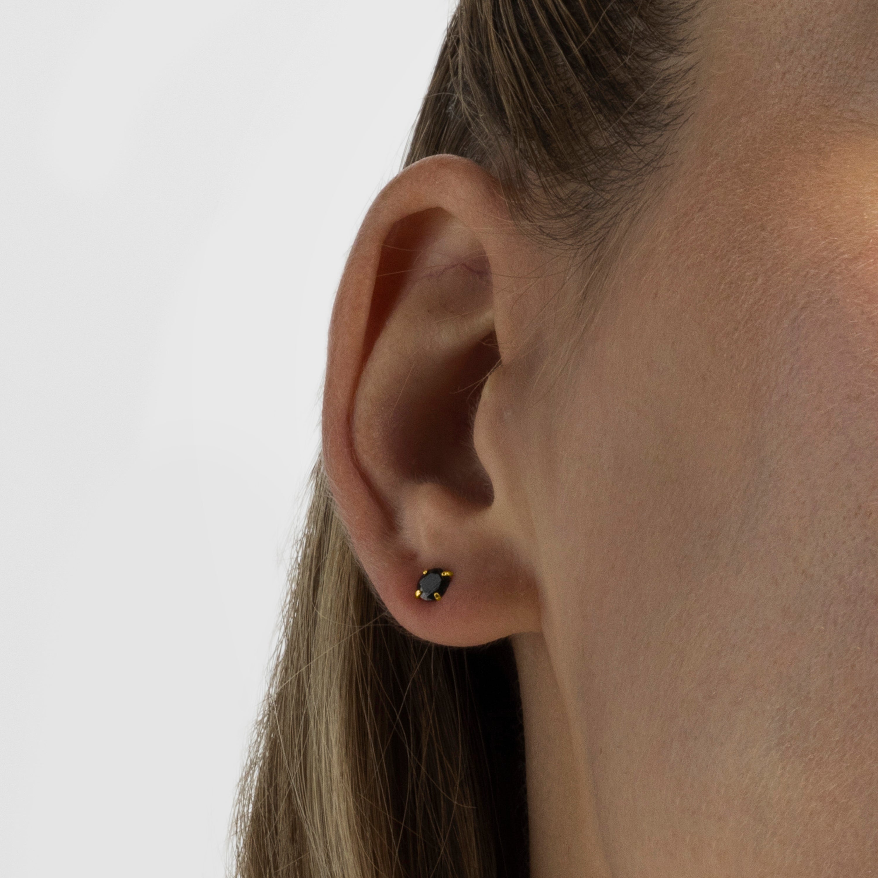 925 Sterling Silver Earrings with Onyx Zirconia finished in 18K Yellow Gold - Otieno