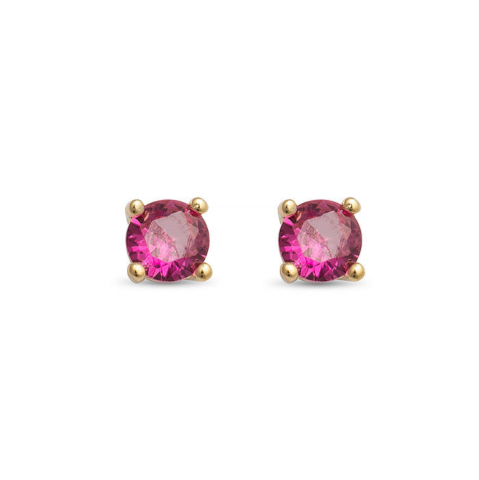 Pendientes de Plata de Ley 925 con Circonita Rubí acabados en oro amarillo 18K - Otieno