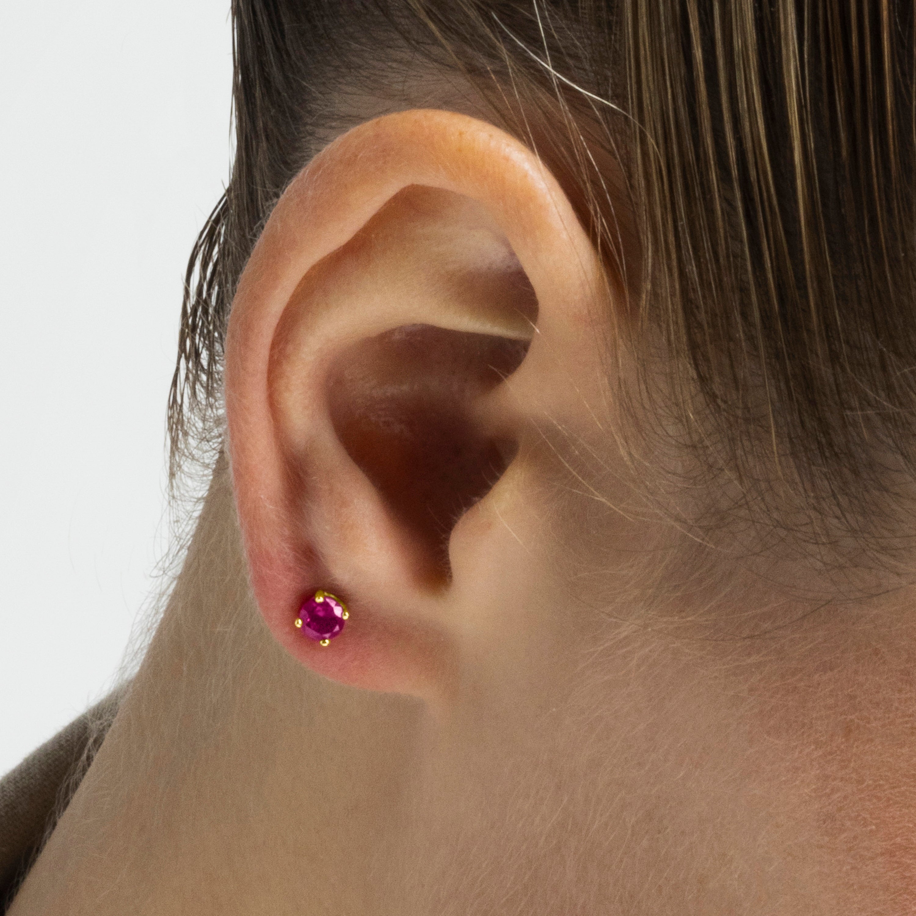 925 Sterling Silver Earrings with Ruby Zirconia finished in 18K Yellow Gold - Otieno