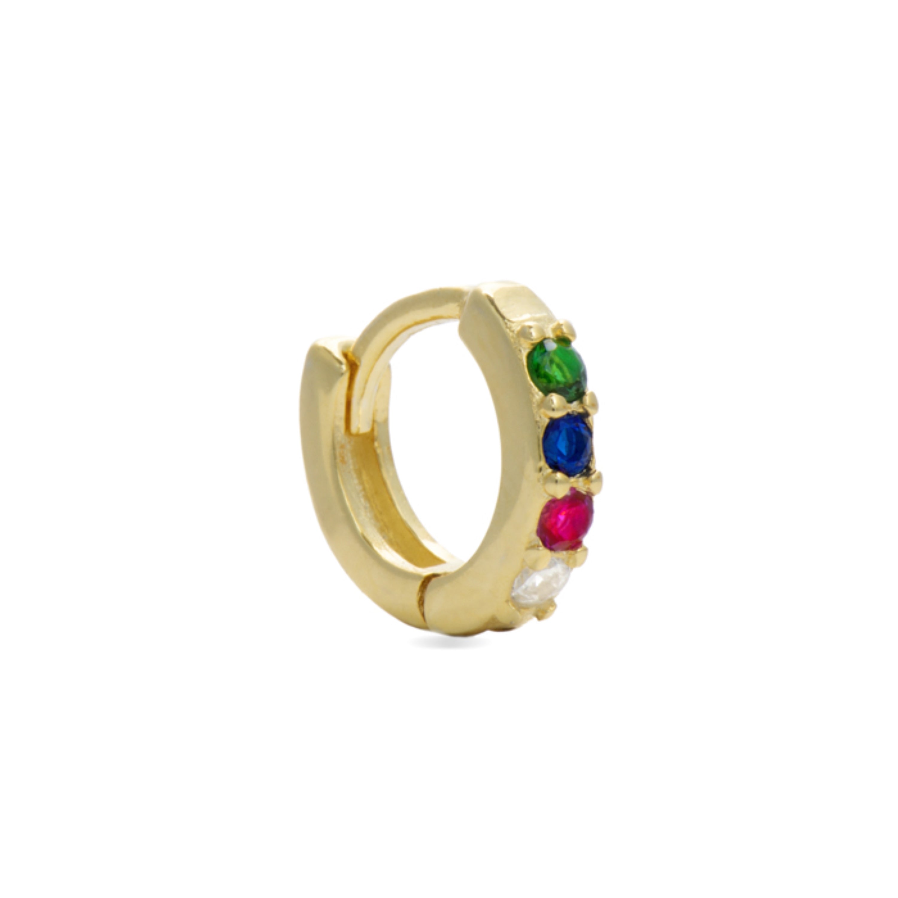925 Sterling Silver Piercing with Multicolor Zirconia Finished in 18K Yellow Gold - Zule