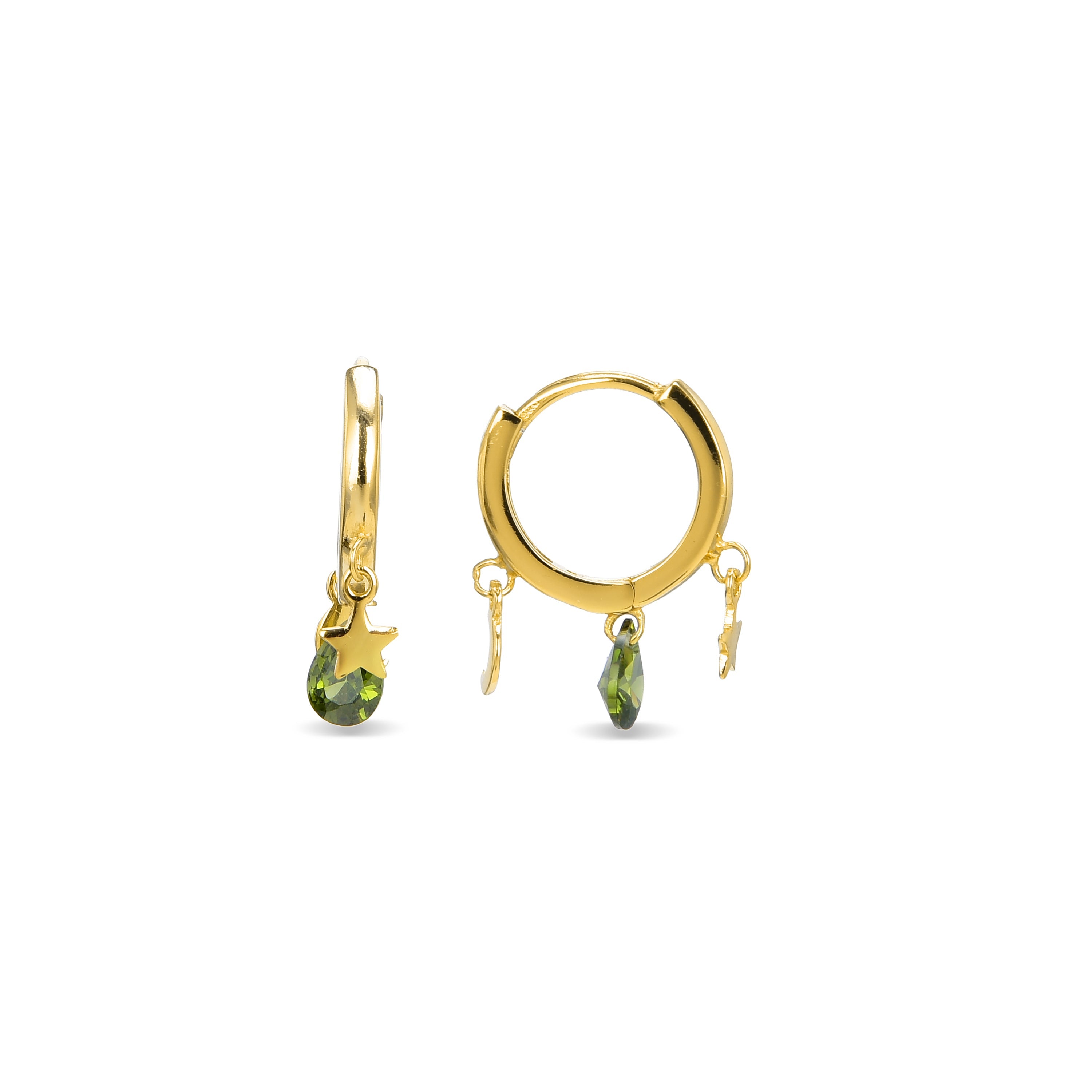 925 Sterling Silver Earrings with Multicolor Zirconia Finished in 18K Yellow Gold - Saon
