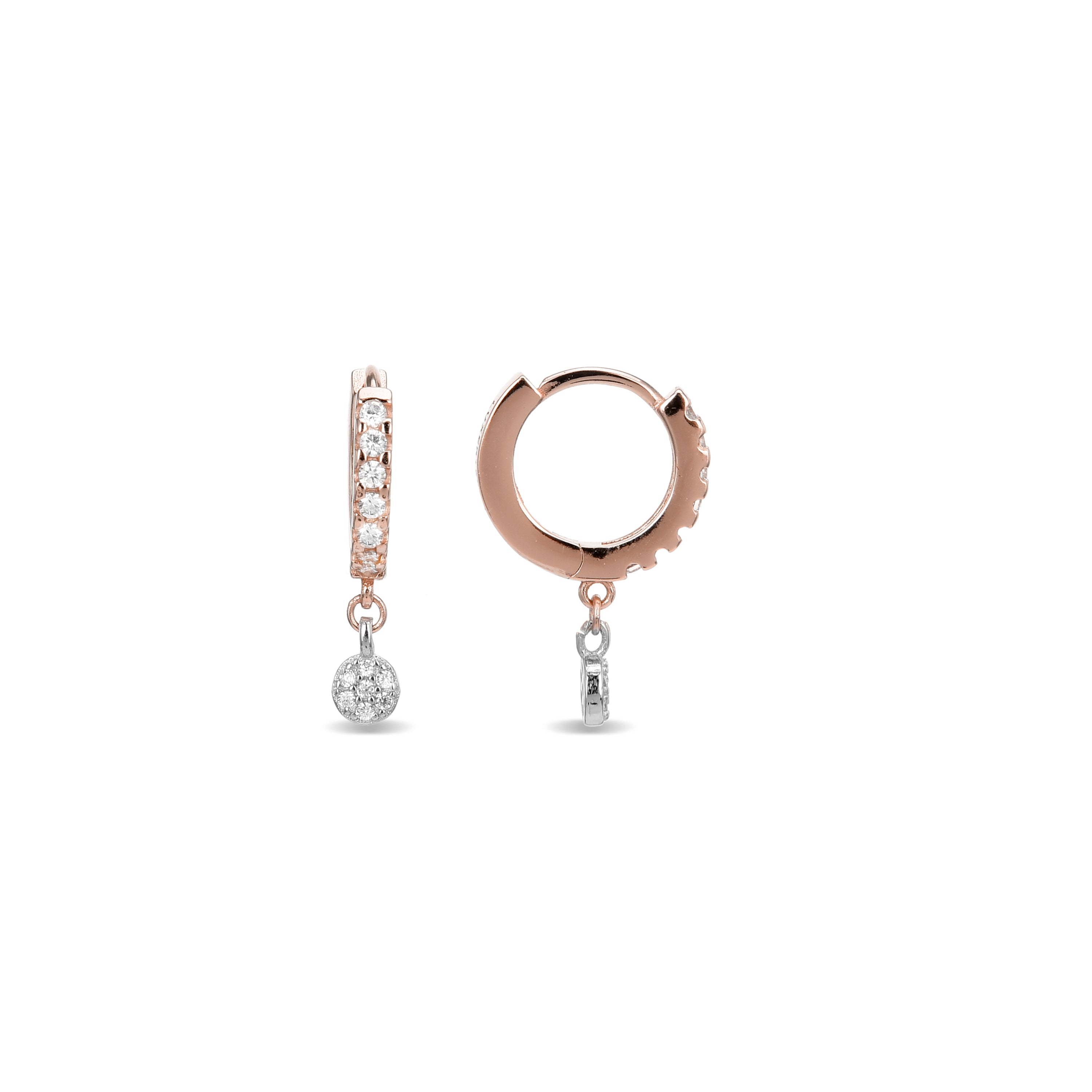 925 Sterling Silver Earrings with Brilliant Zirconia Finished in 18K Rose Gold - Saoko