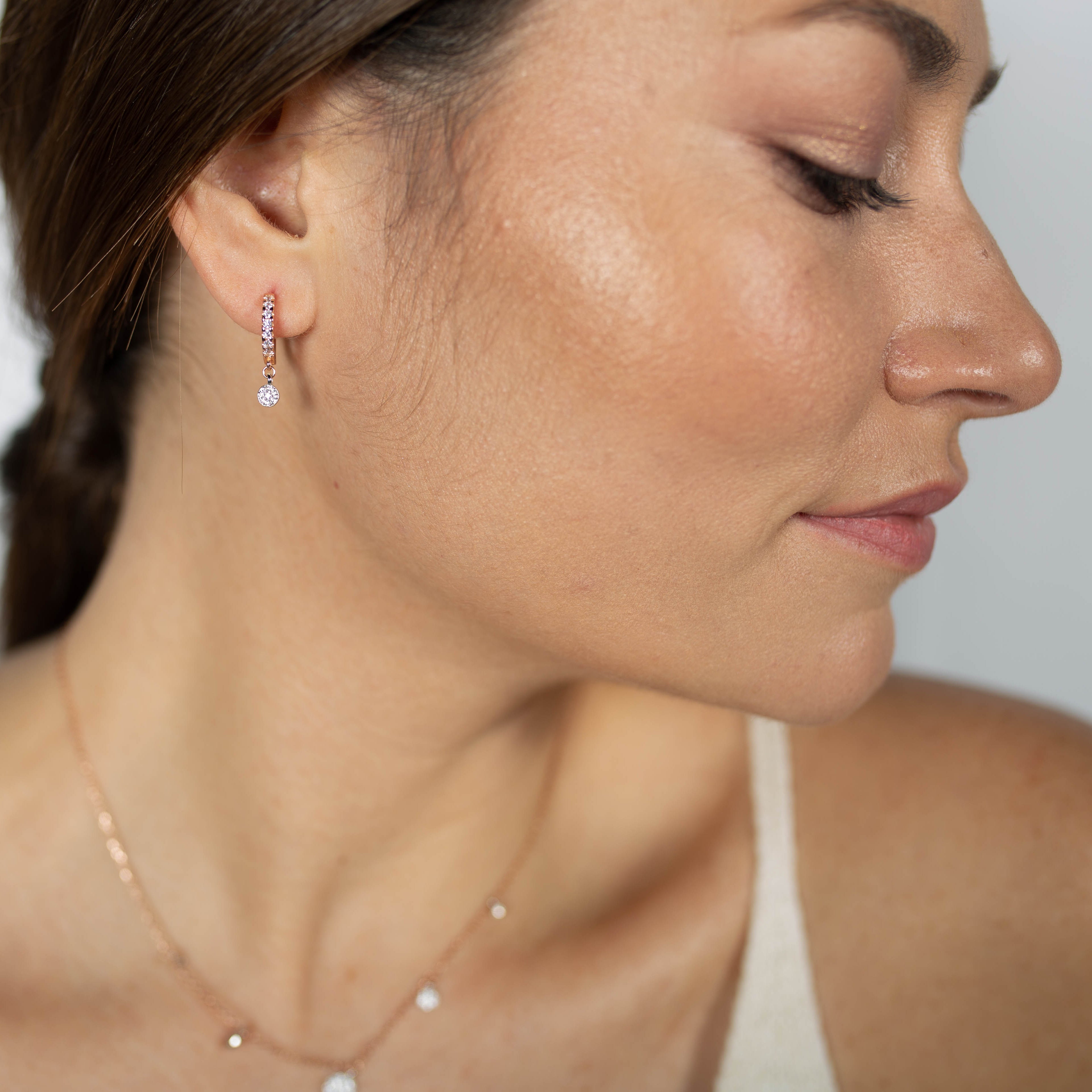 925 Sterling Silver Earrings with Brilliant Zirconia Finished in 18K Rose Gold - Saoko