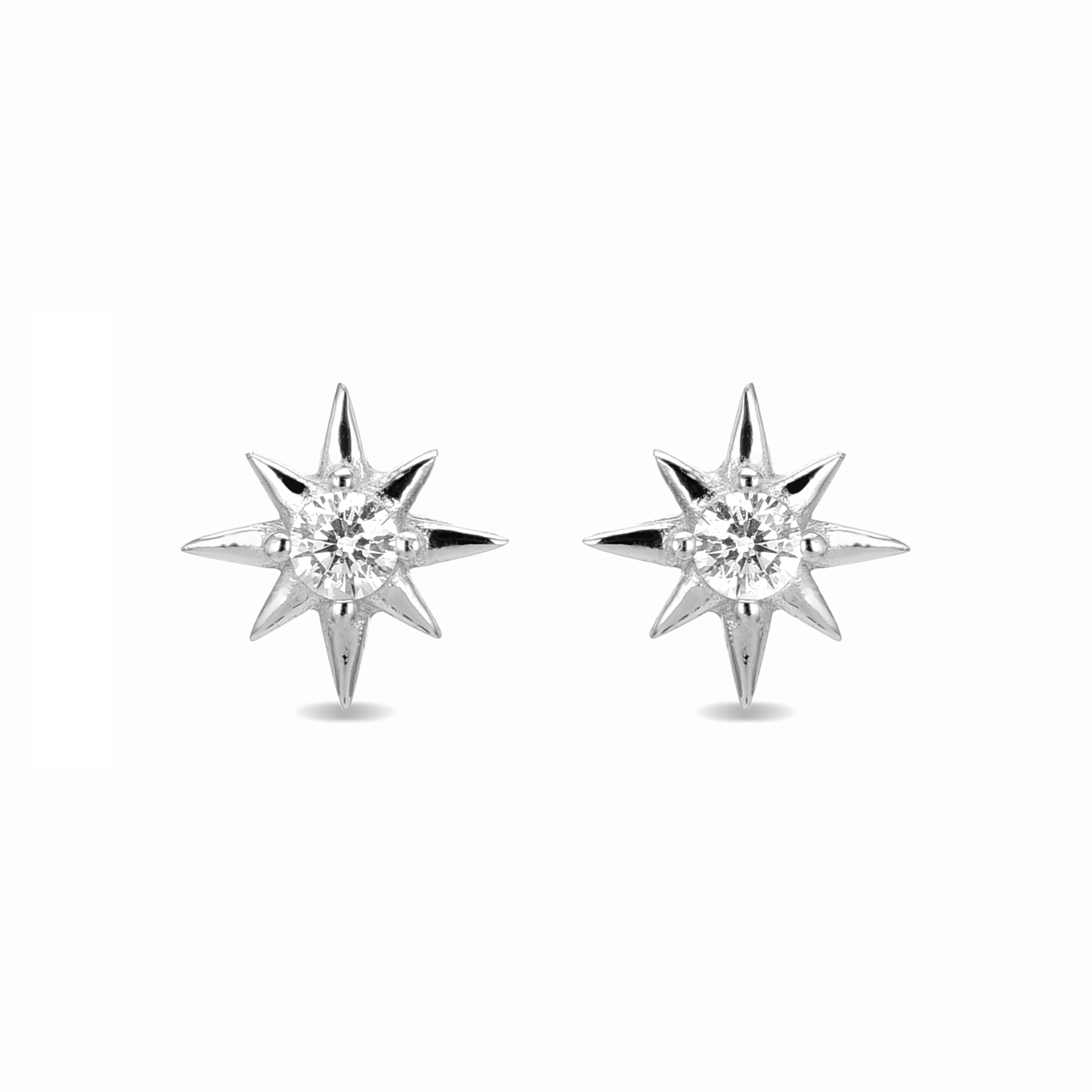 925 Sterling Silver Earrings with Rhodium-Plated Brilliant Zirconia - Lialt