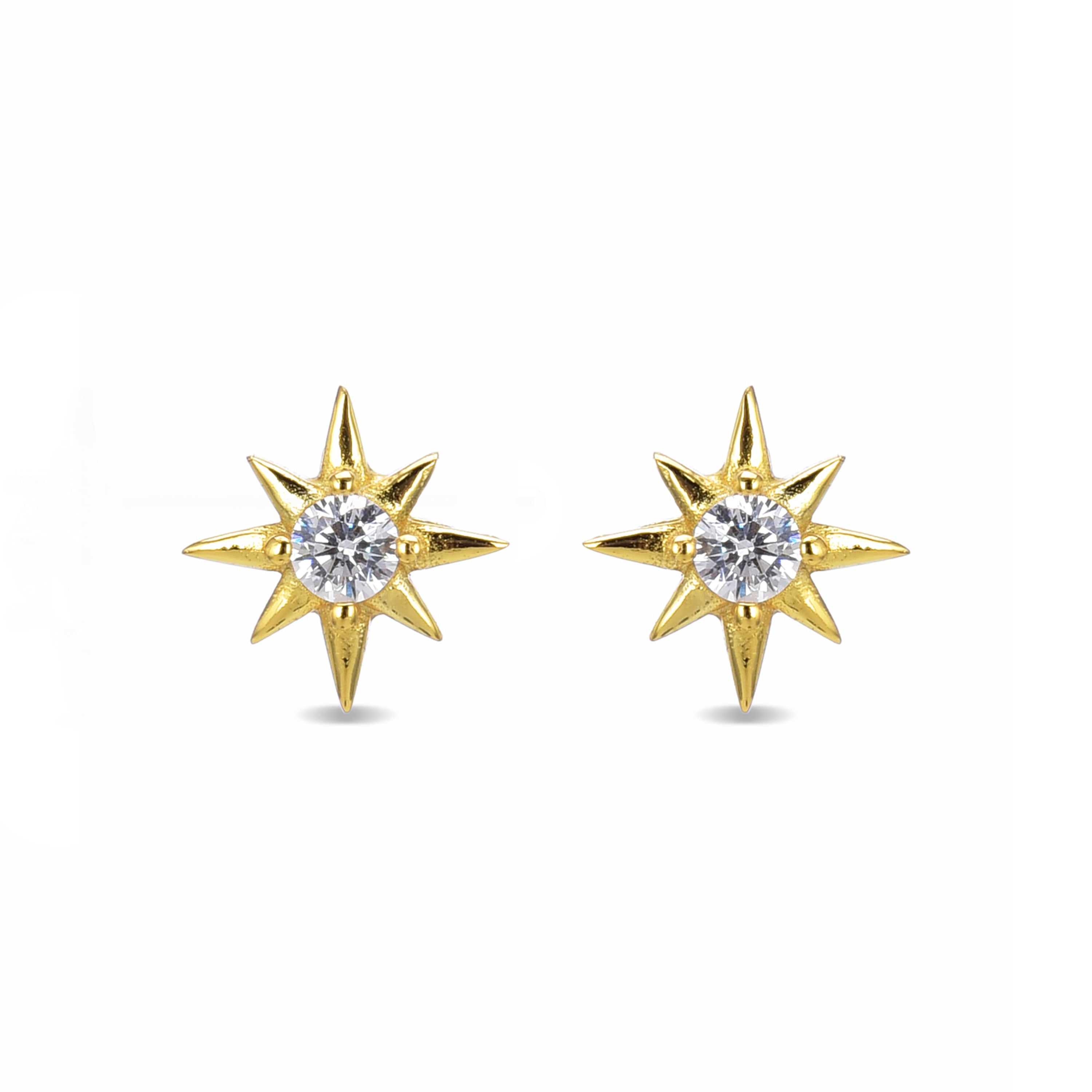 925 Sterling Silver Earrings with Brilliant Zirconia Finished in 18K Yellow Gold - Lialt