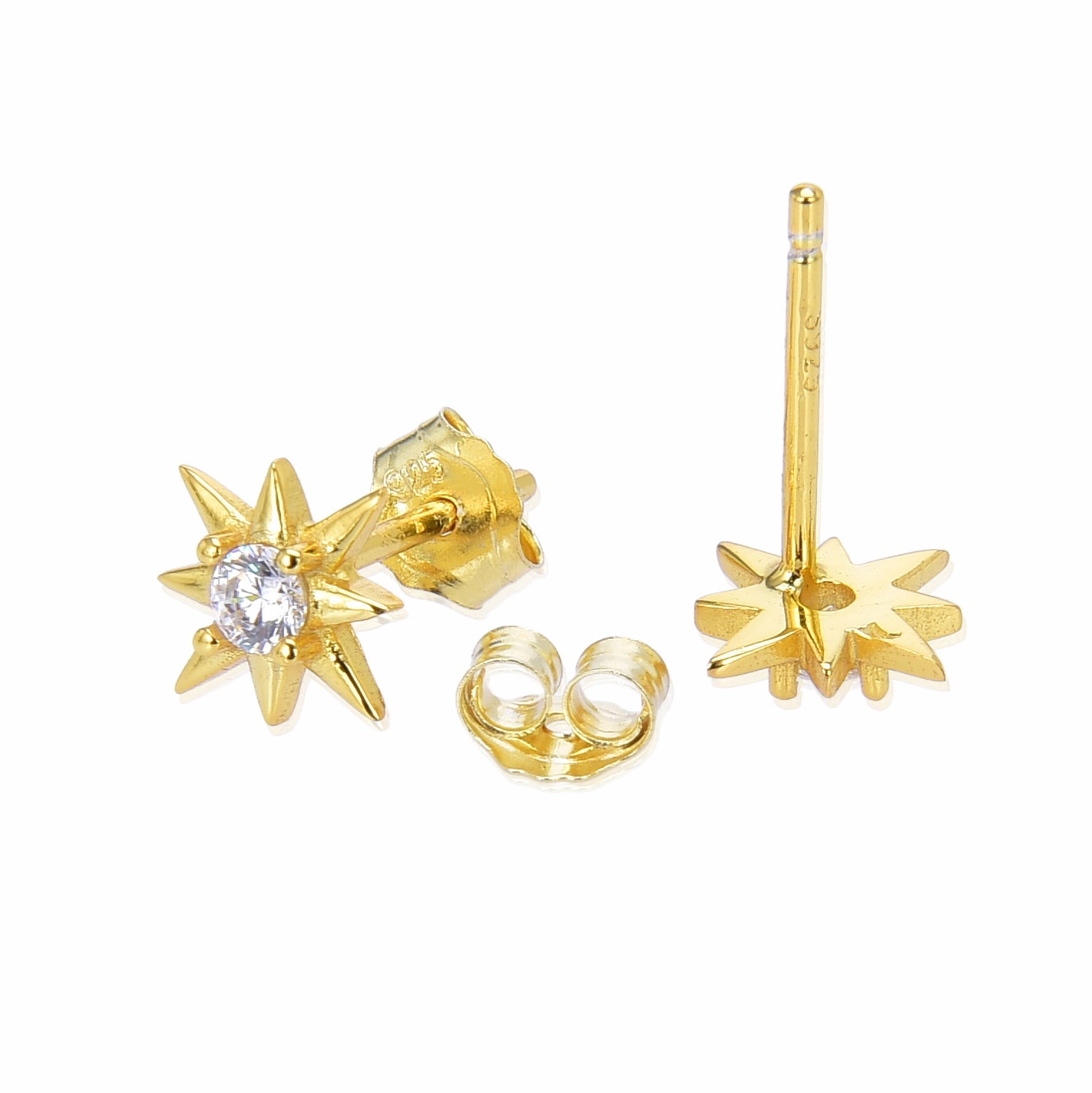 925 Sterling Silver Earrings with Brilliant Zirconia Finished in 18K Yellow Gold - Lialt