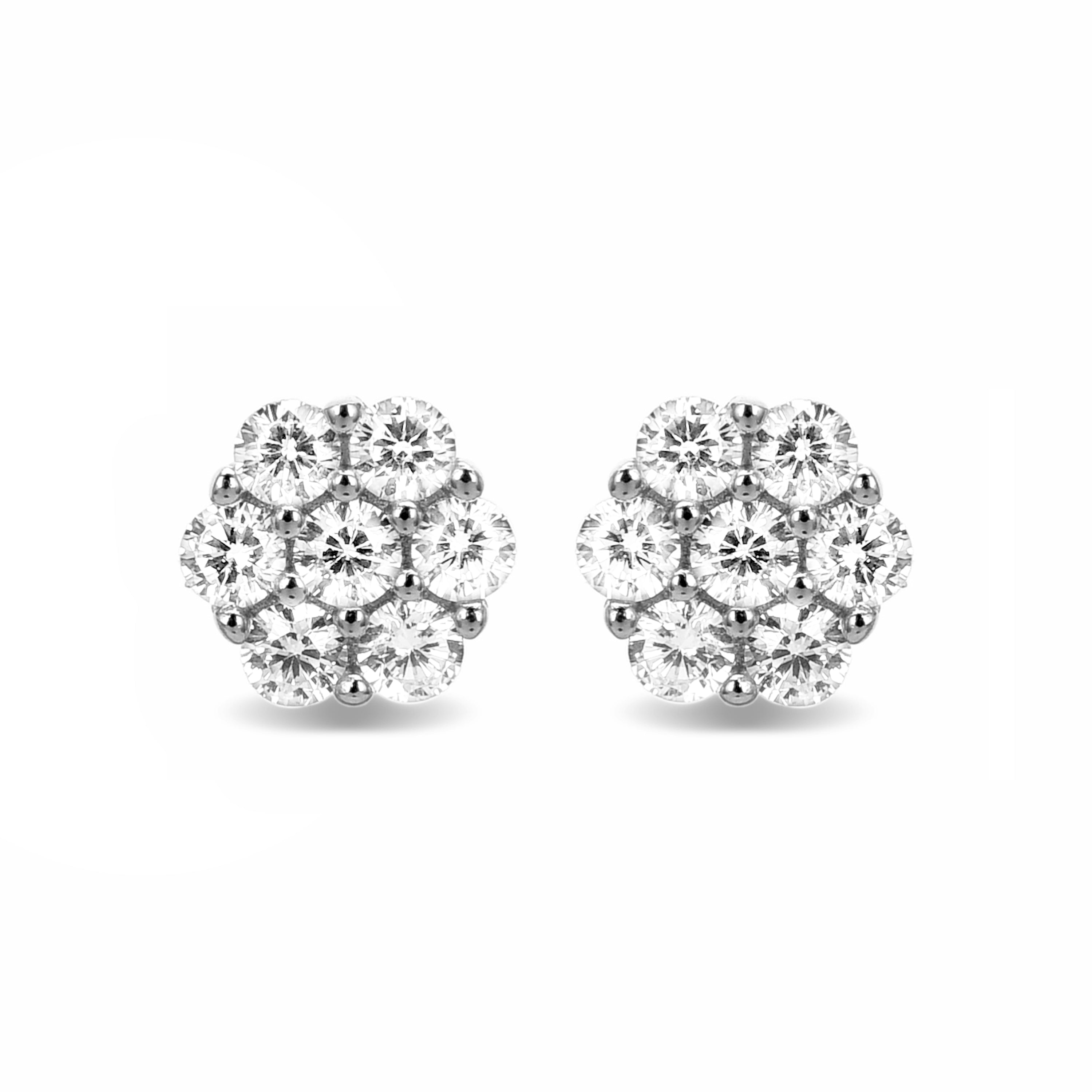 925 Sterling Silver Earrings with Rhodium-Plated Brilliant Zirconia - Hudur