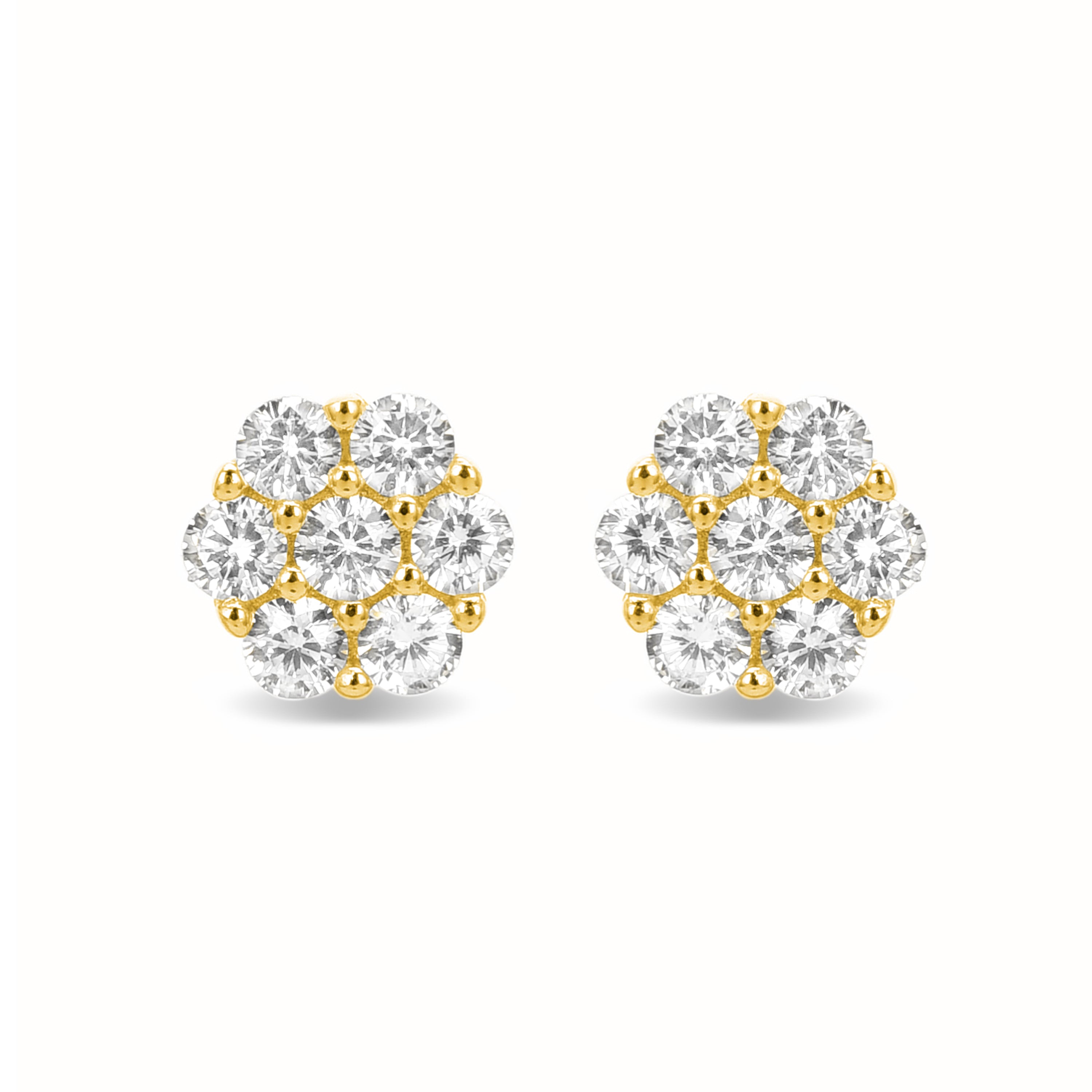 925 Sterling Silver Earrings with Brilliant Zirconia Finished in 18K Yellow Gold - Hudur