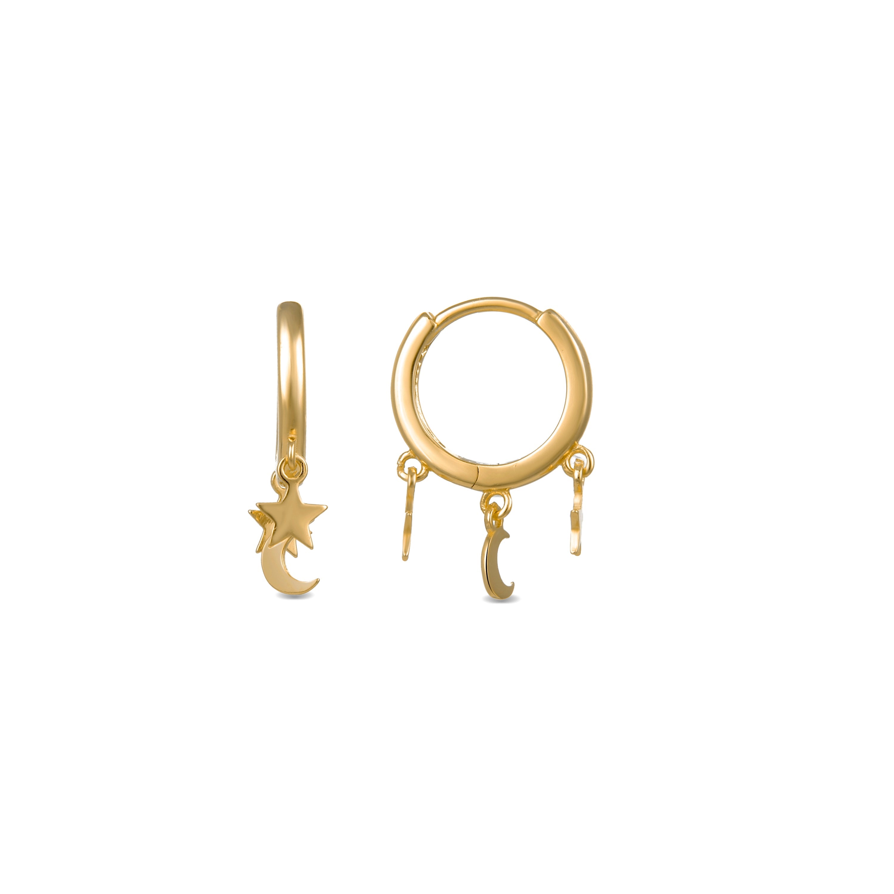 925 Sterling Silver Earrings with 18K Yellow Gold Finish - Saifily