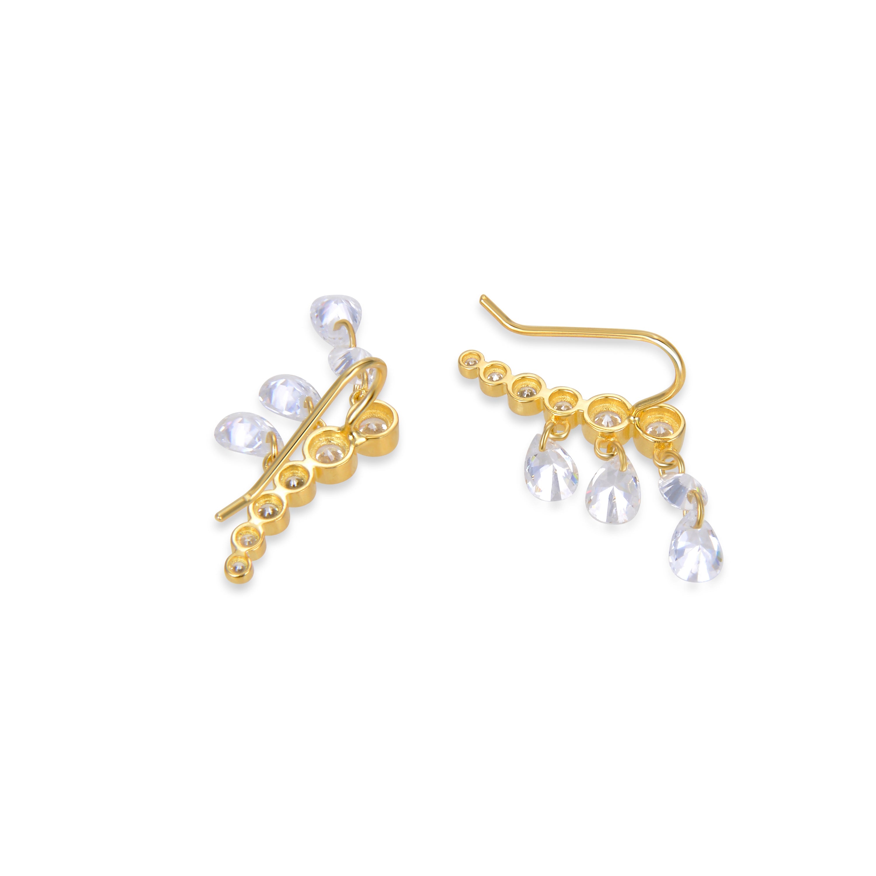 Pendientes de Plata de Ley 925 con Circonita Brillante acabados en oro amarillo de 18K - Cakhi