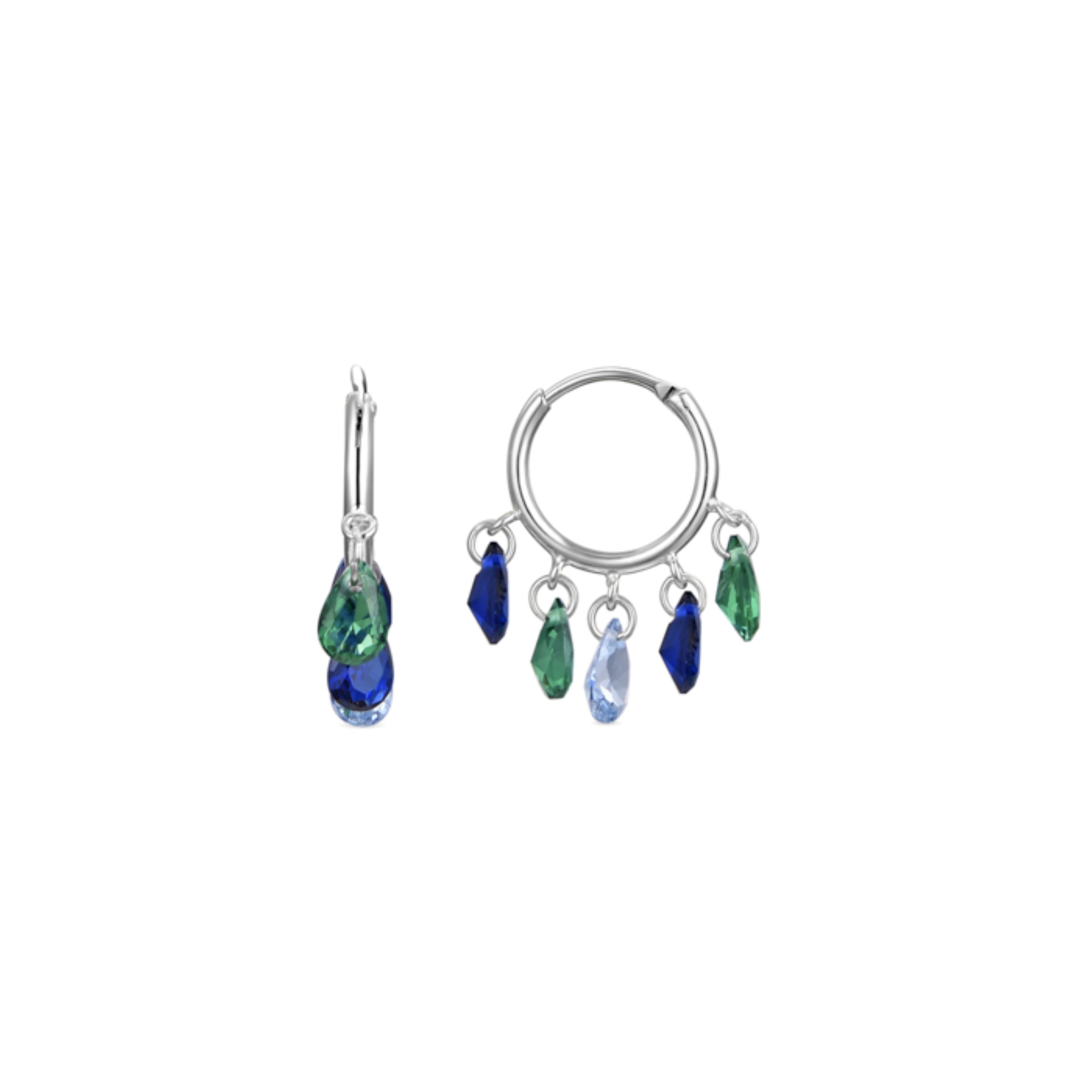 Pendientes de Plata de Ley 925 con Circonita Multicolor acabados en rodio - Onxo