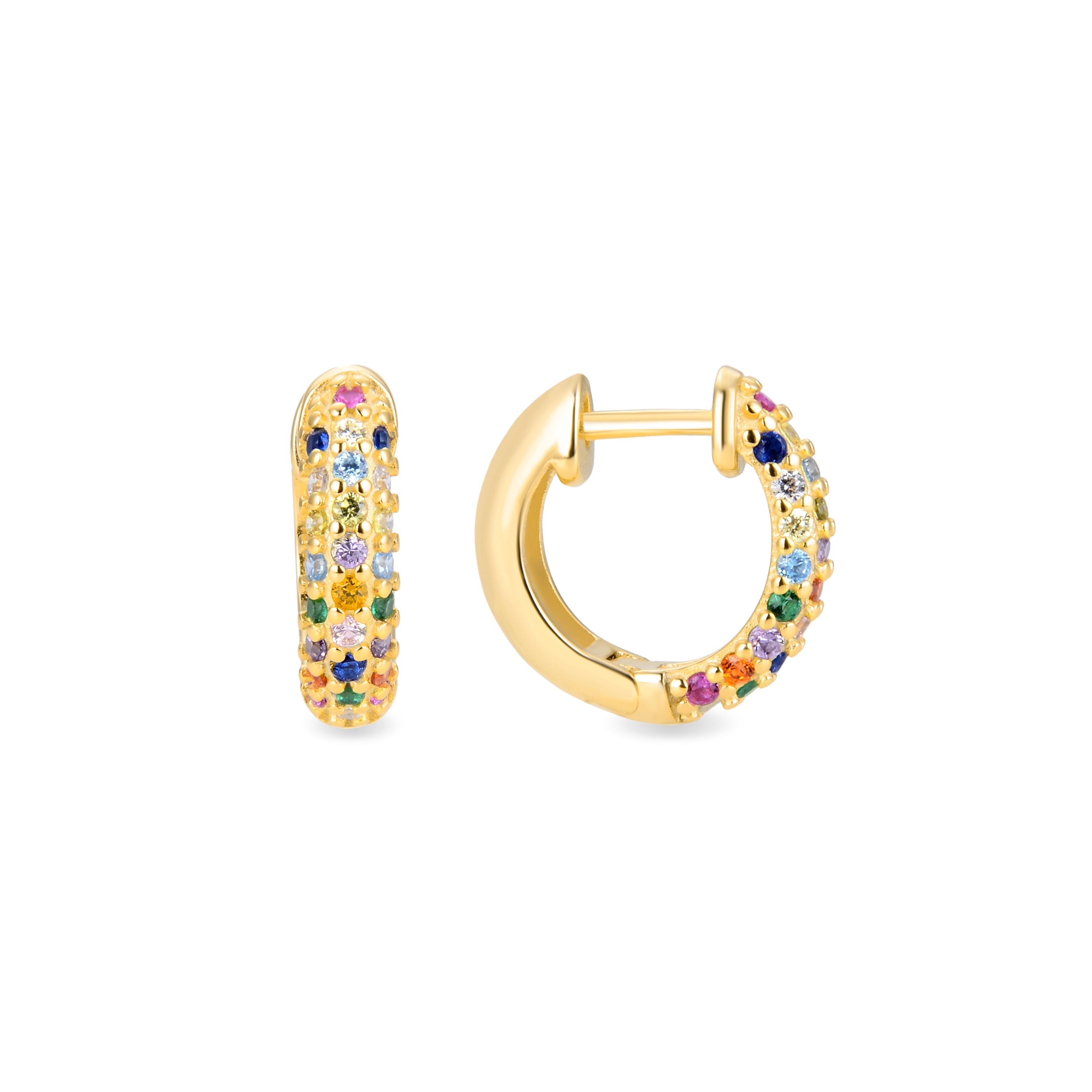 925 Sterling Silver Earrings with Multicolor Zirconia Finished in 18K Yellow Gold - Iralda