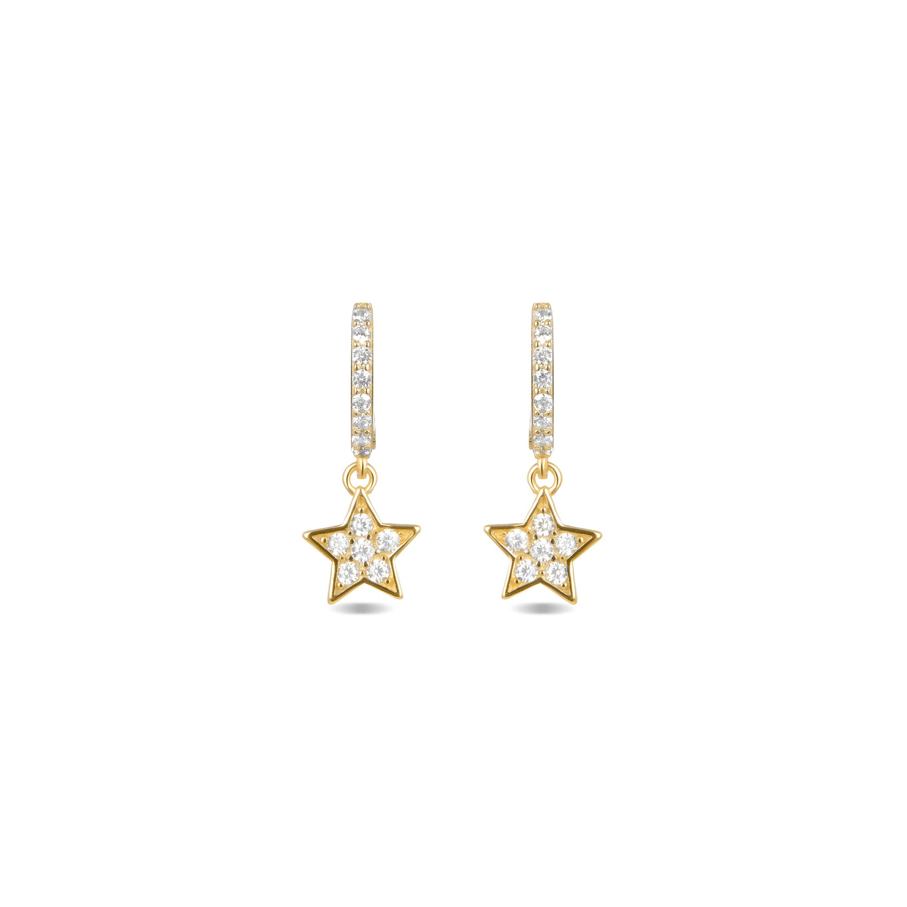 925 Sterling Silver Earrings with Brilliant Zirconia Finished in 18K Yellow Gold - Wabak