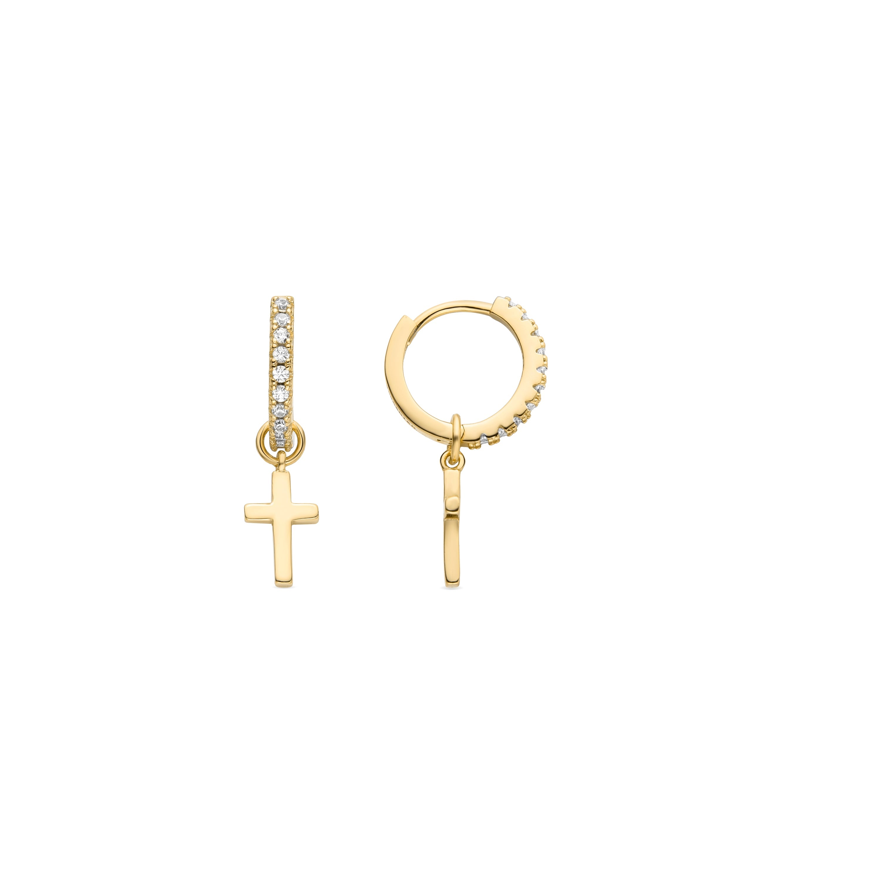 925 Sterling Silver Earrings with Brilliant Zirconia Finished in 18K Yellow Gold - Redri