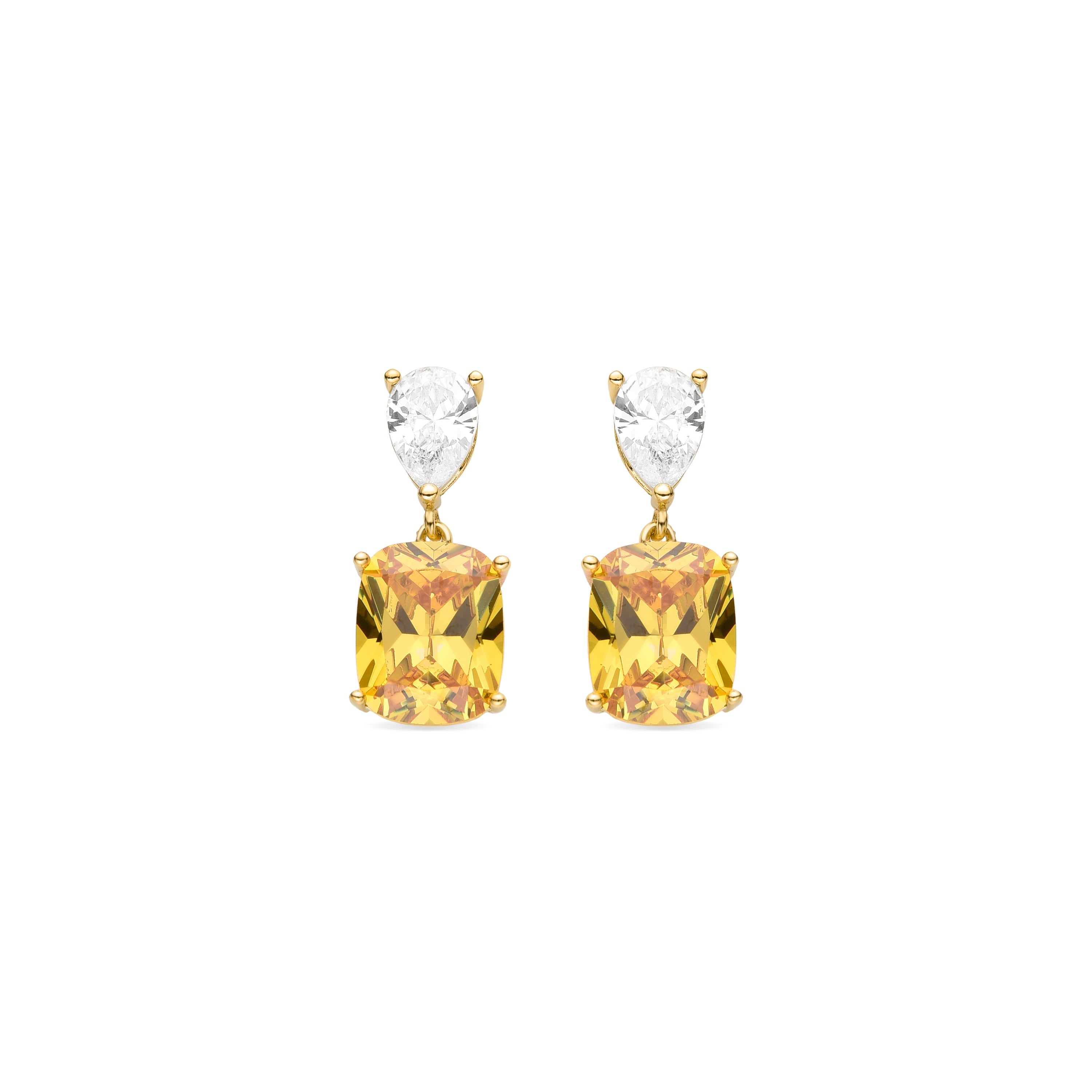 925 Sterling Silver Earrings with Padparadscha Finished in 18K Yellow Gold - Himal