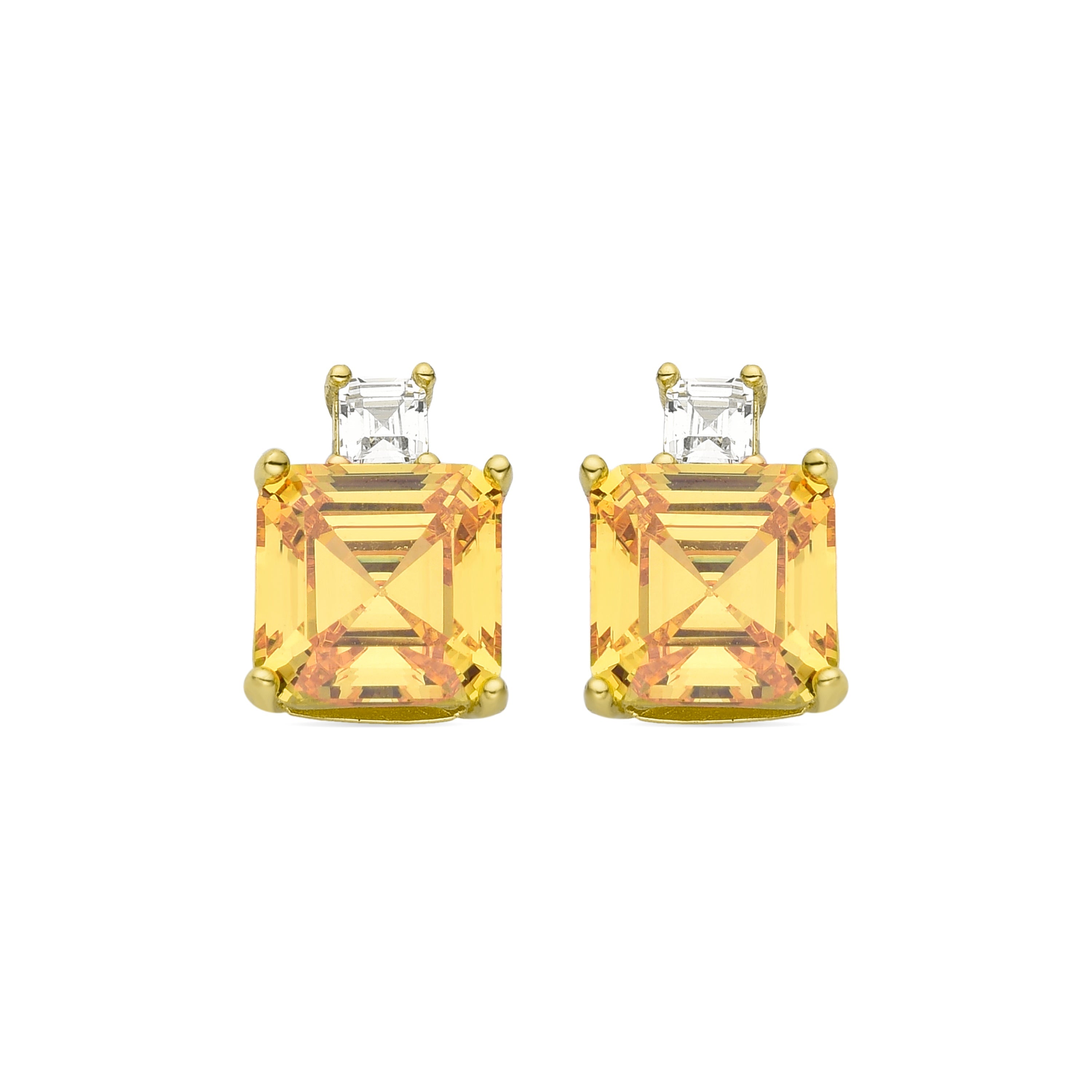 Pendientes de Plata de Ley 925 con Padparadscha acabados en oro amarillo 18K - Bashu