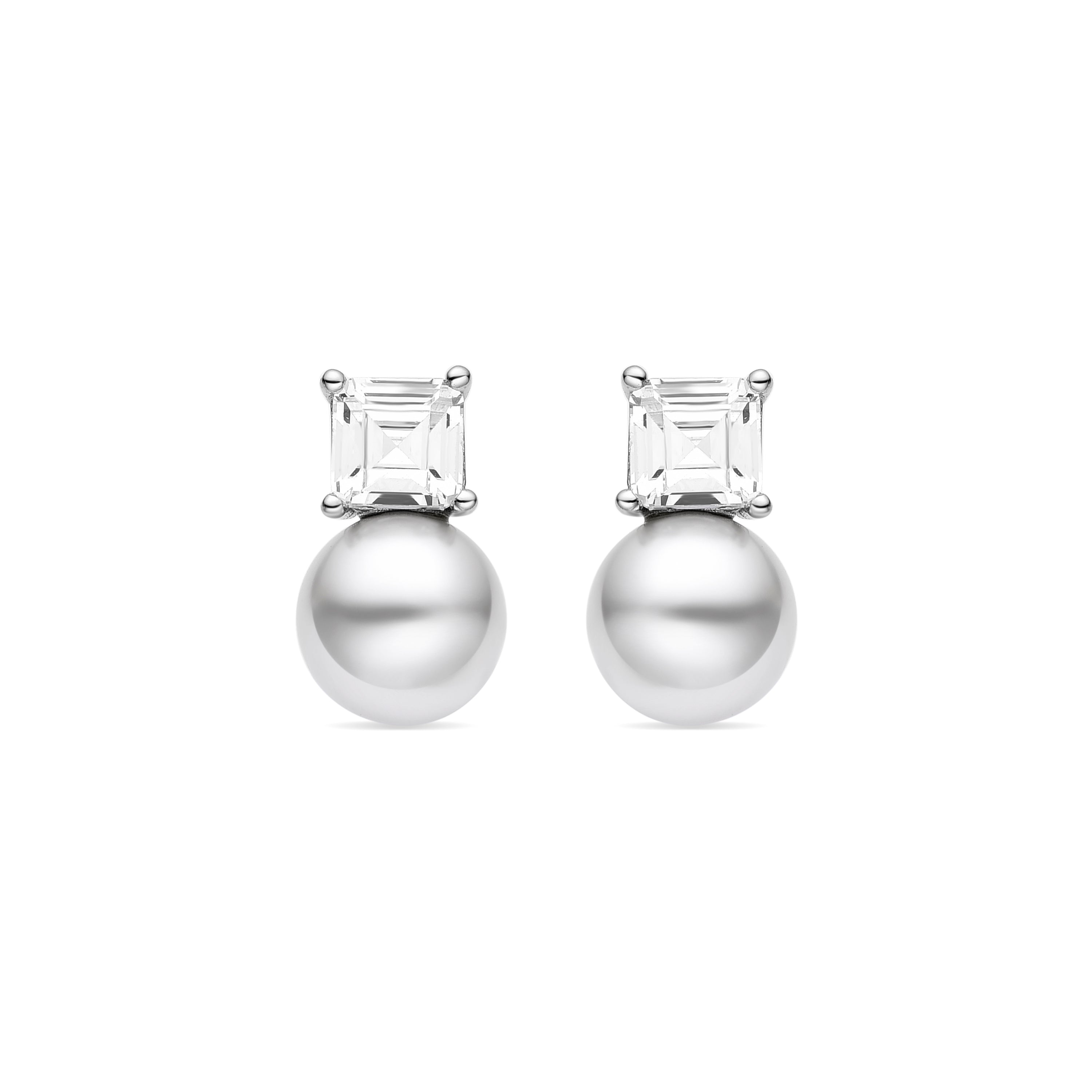 925 Sterling Silver Earrings with Rhodium-Plated Brilliant Zirconia - Rador