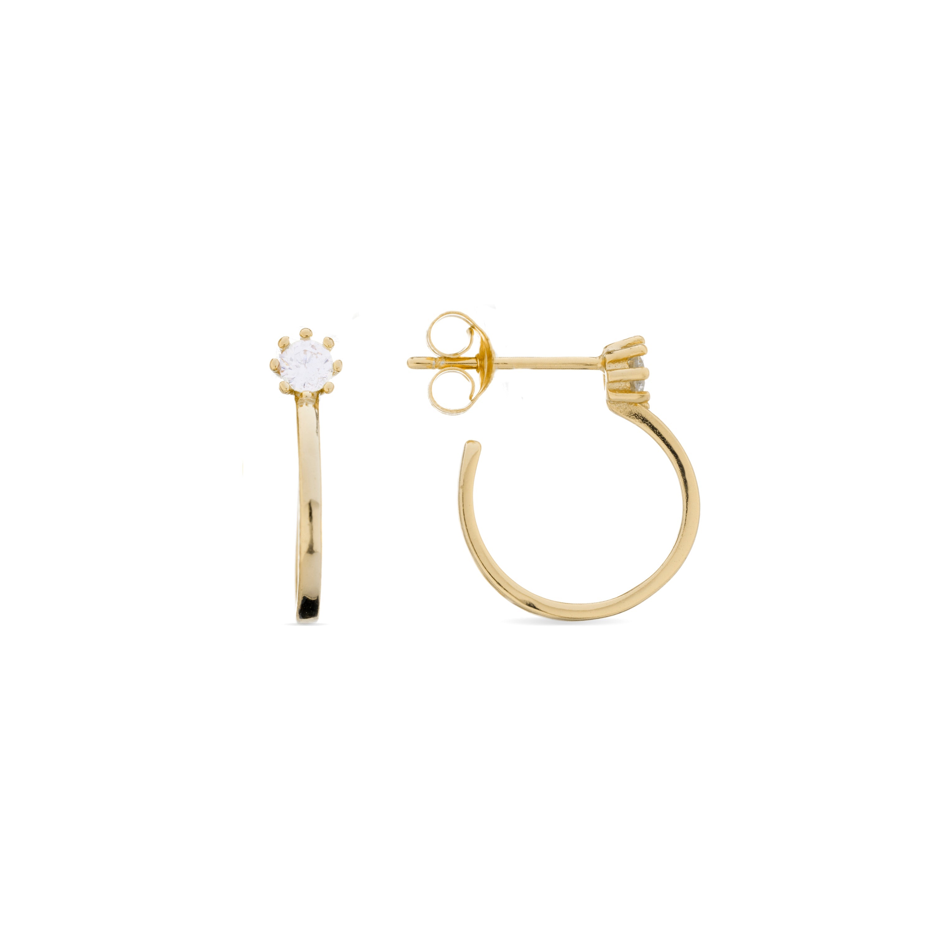925 Sterling Silver Earrings with Brilliant Zirconia Finished in 18K Yellow Gold - Nazta