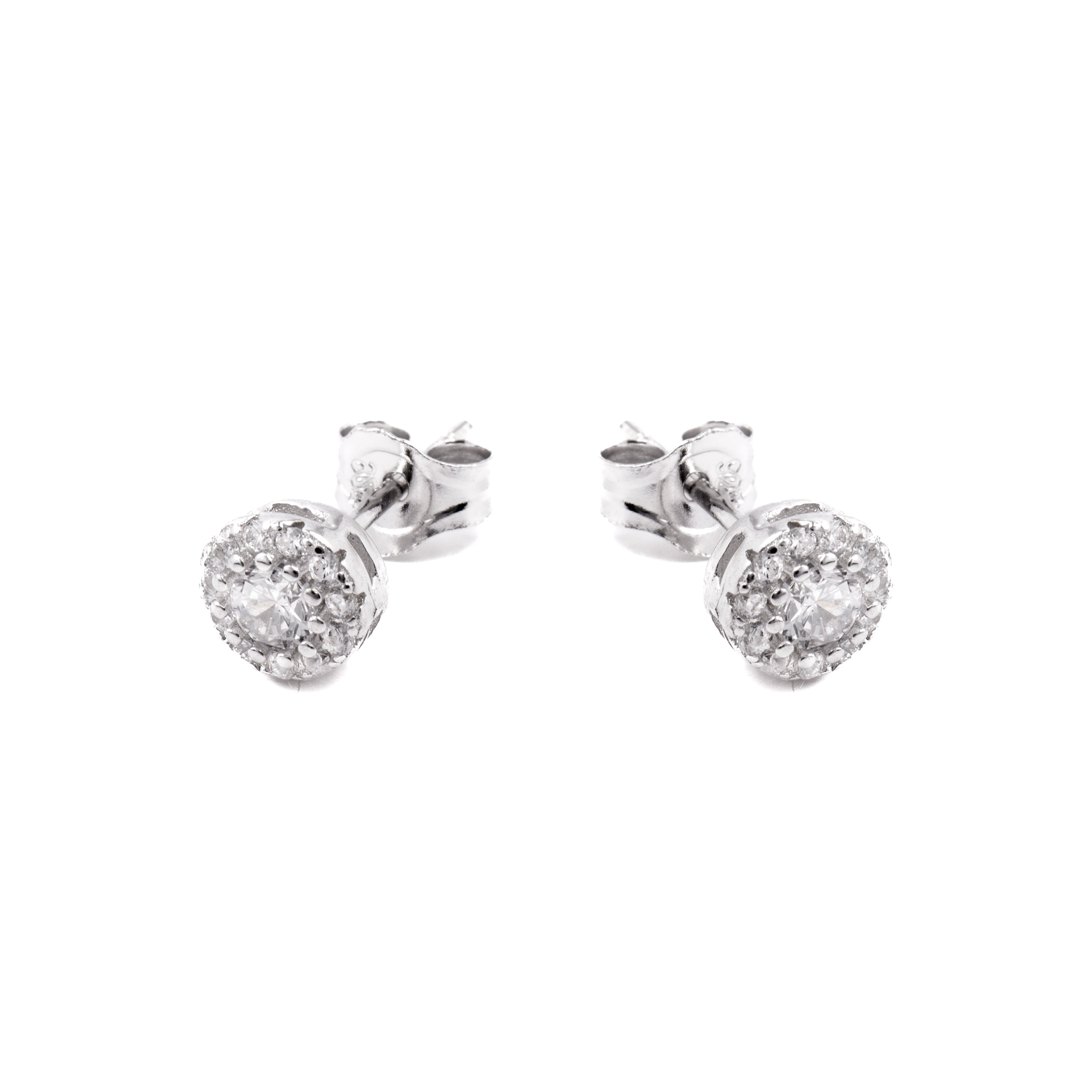 925 Sterling Silver Earrings with Rhodium-Plated Brilliant Zirconia - Thib