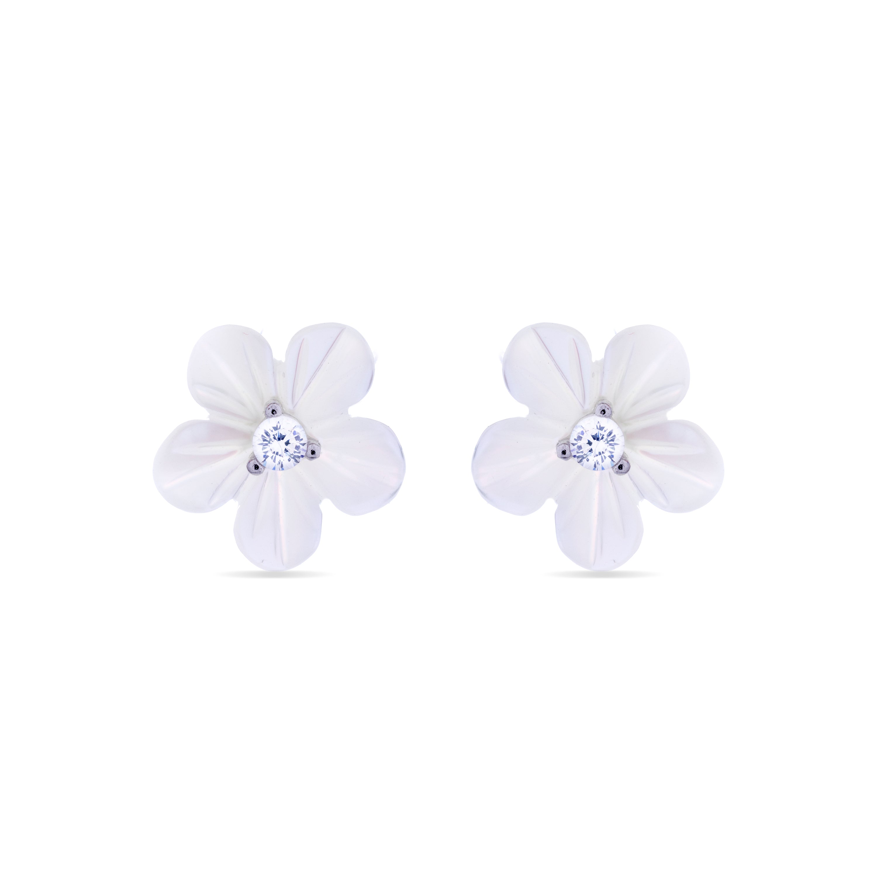 Pendientes de Plata de Ley 925 con Circonita Brillante acabados en rodio - Flor