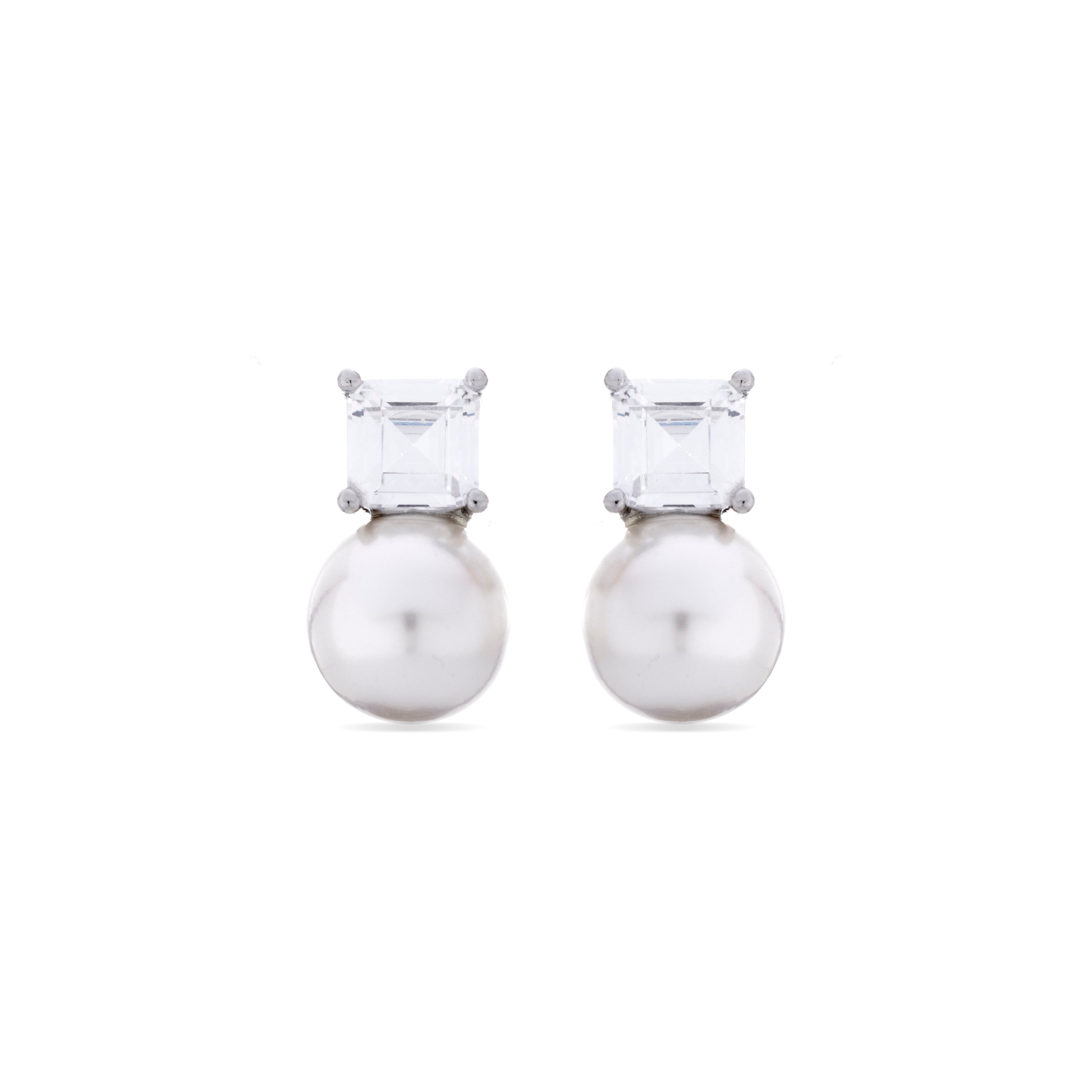 925 Sterling Silver Earrings with Rhodium-Plated Brilliant Zirconia - Amvis
