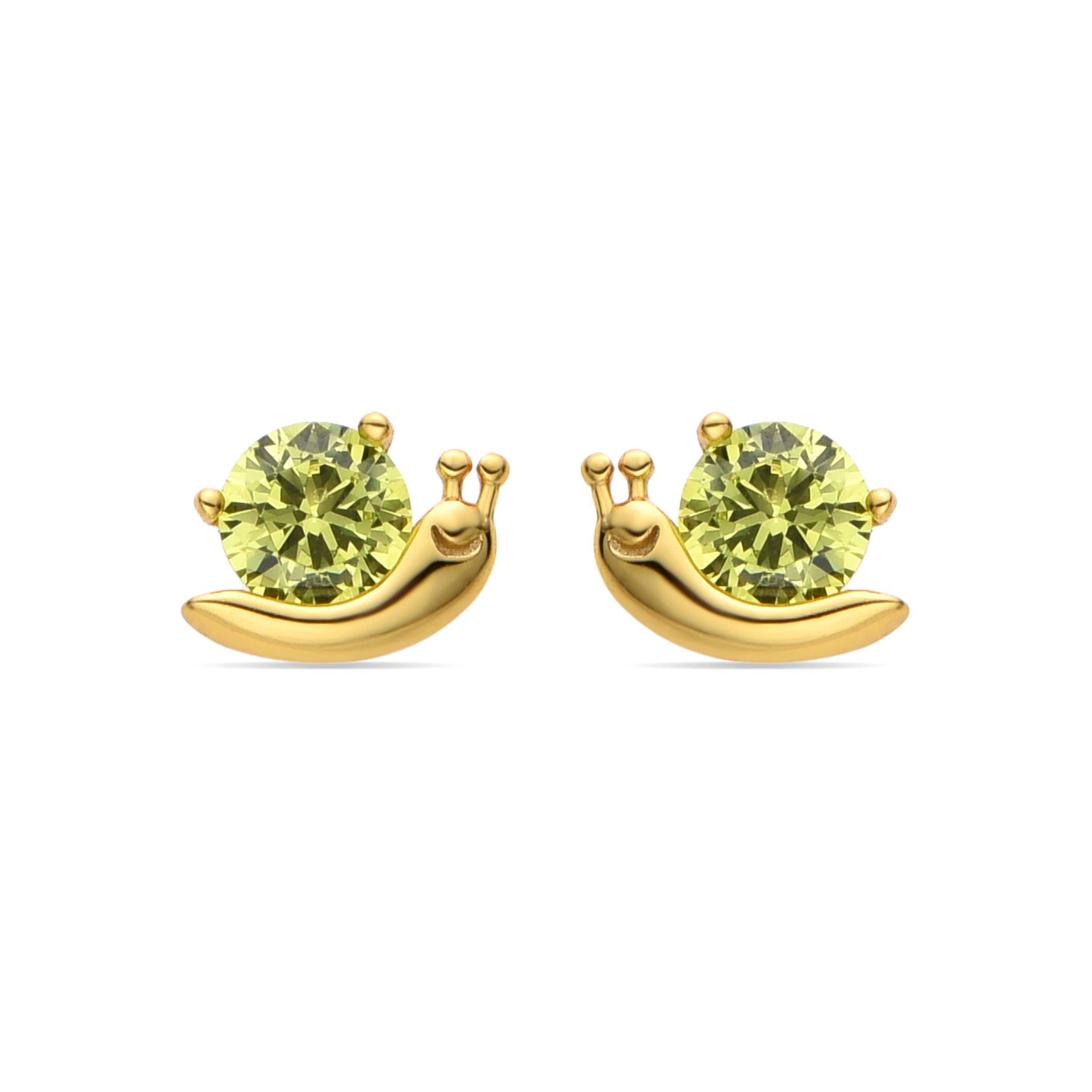 925 Sterling Silver and Green Zirconia Earrings Finished in 18K Yellow Gold - Aysma