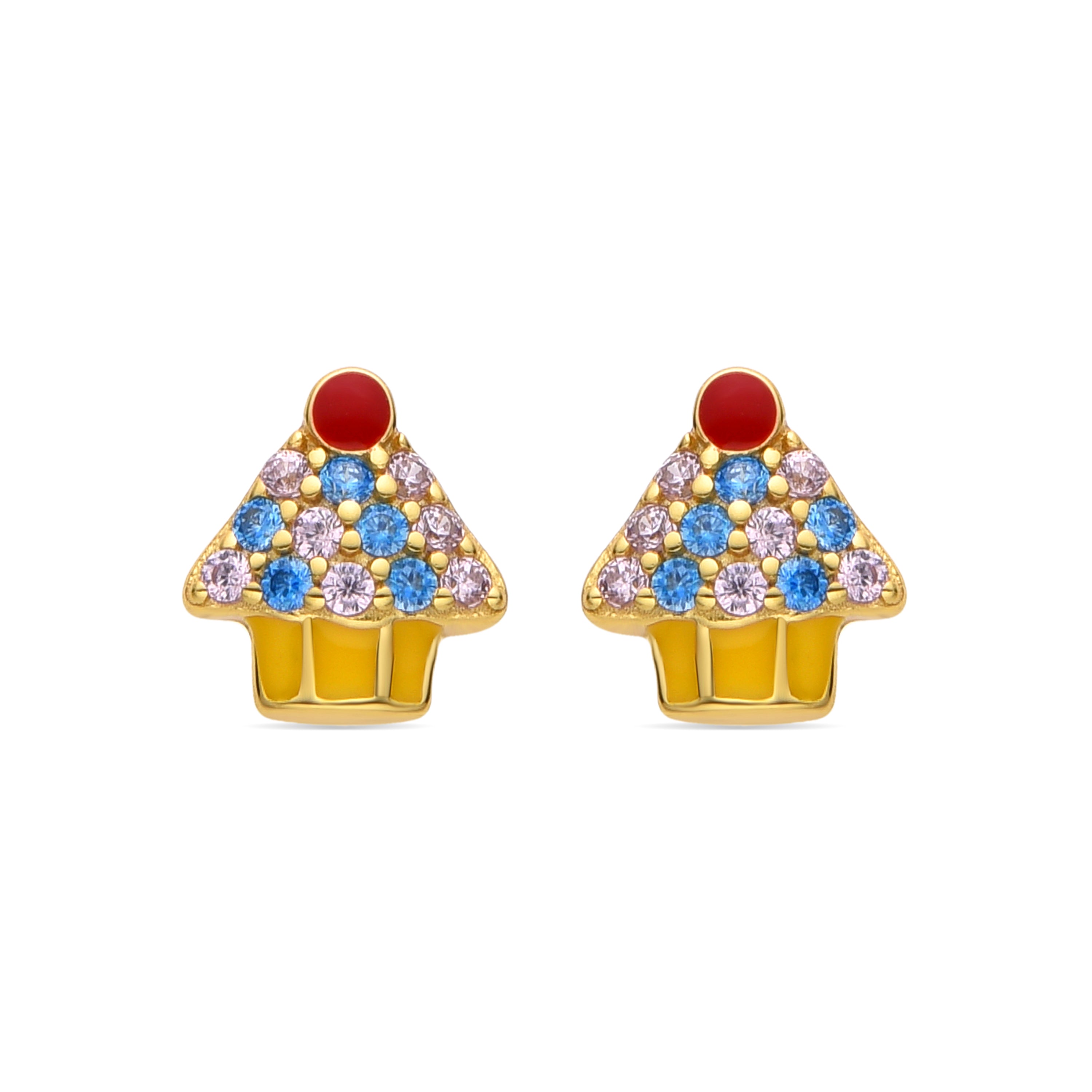 925 Sterling Silver and Multicolor Zirconia Earrings Finished in 18K Yellow Gold - Jawto