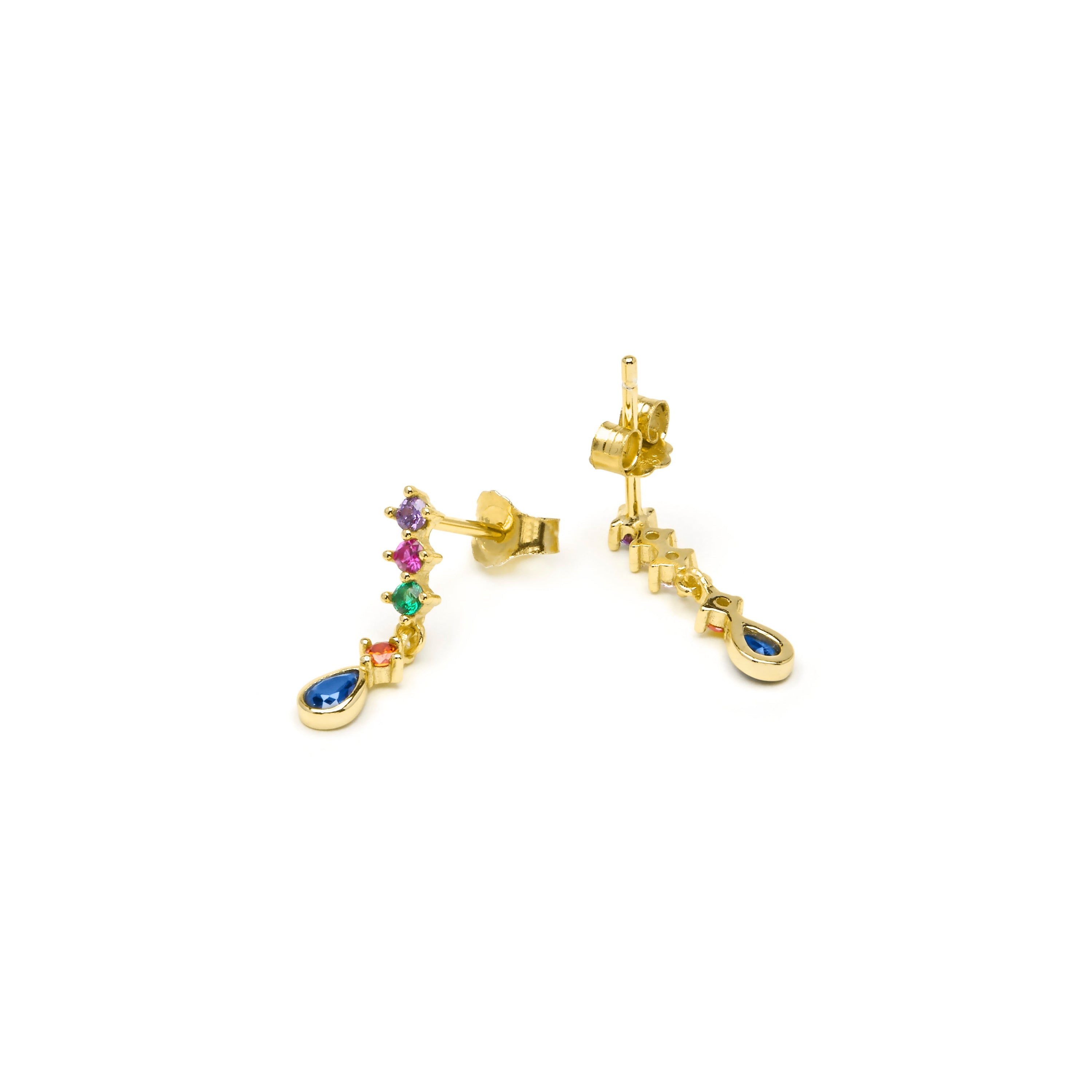 Pendientes de Plata de Ley 925 y Circonita Multicolor acabado en oro amarillo 18k - Rakra