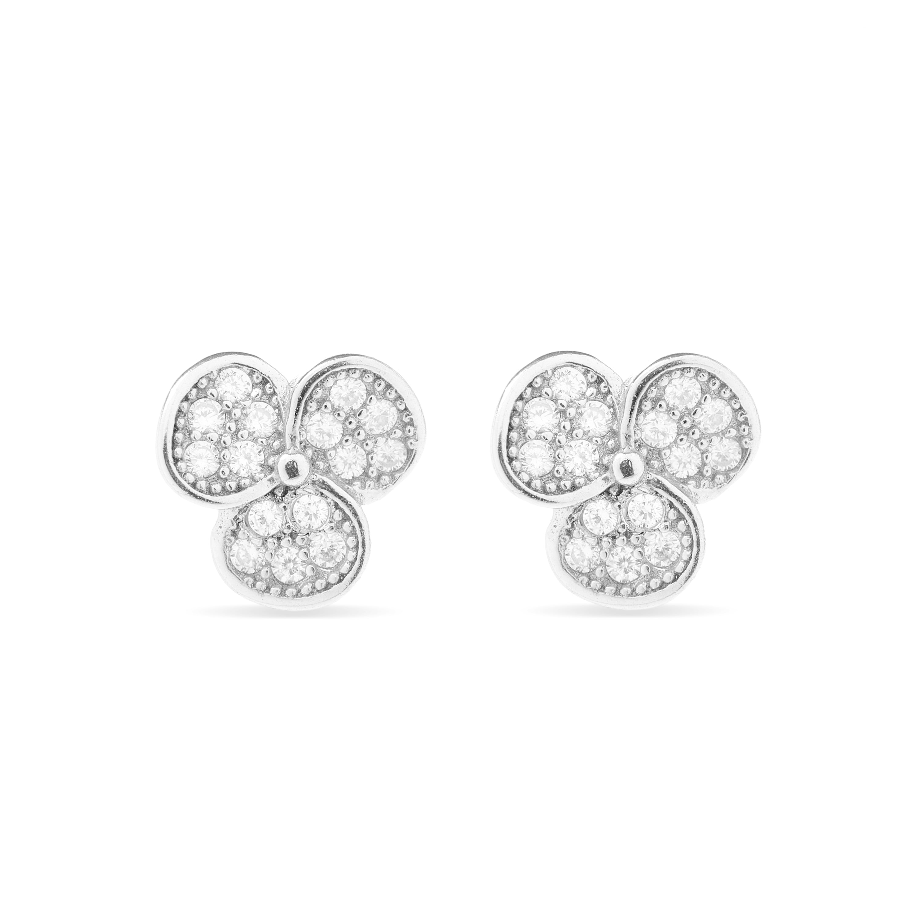 925 Sterling Silver Earrings with Rhodium-Plated Brilliant Zirconia - Dagger