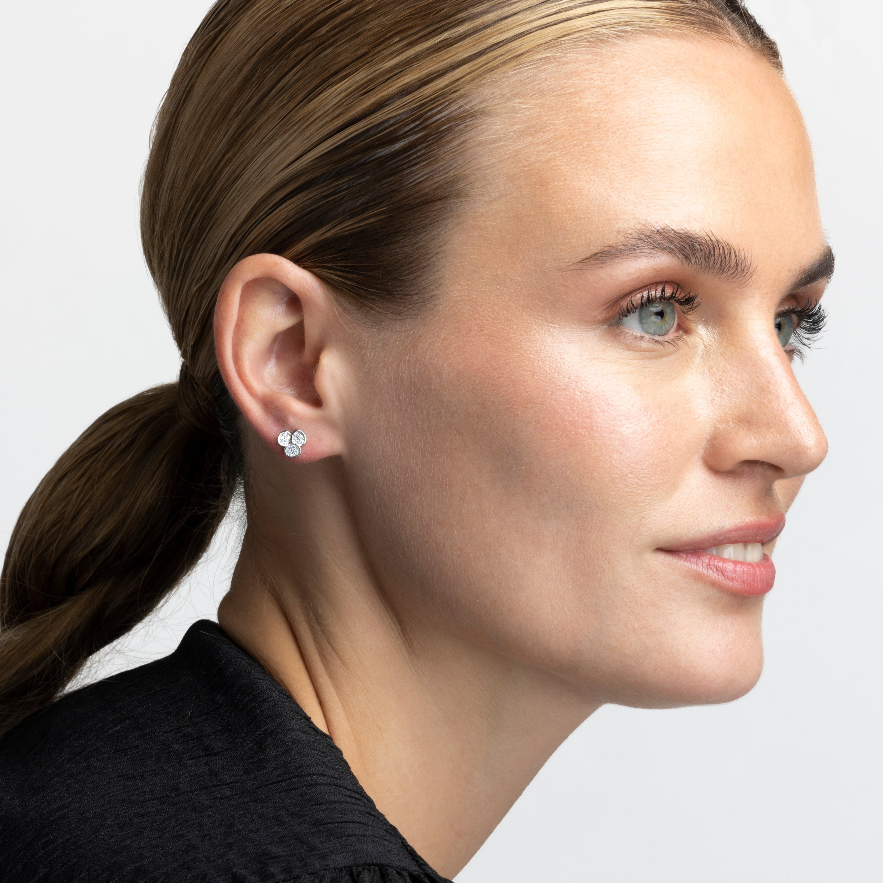 925 Sterling Silver Earrings with Rhodium-Plated Brilliant Zirconia - Dagger